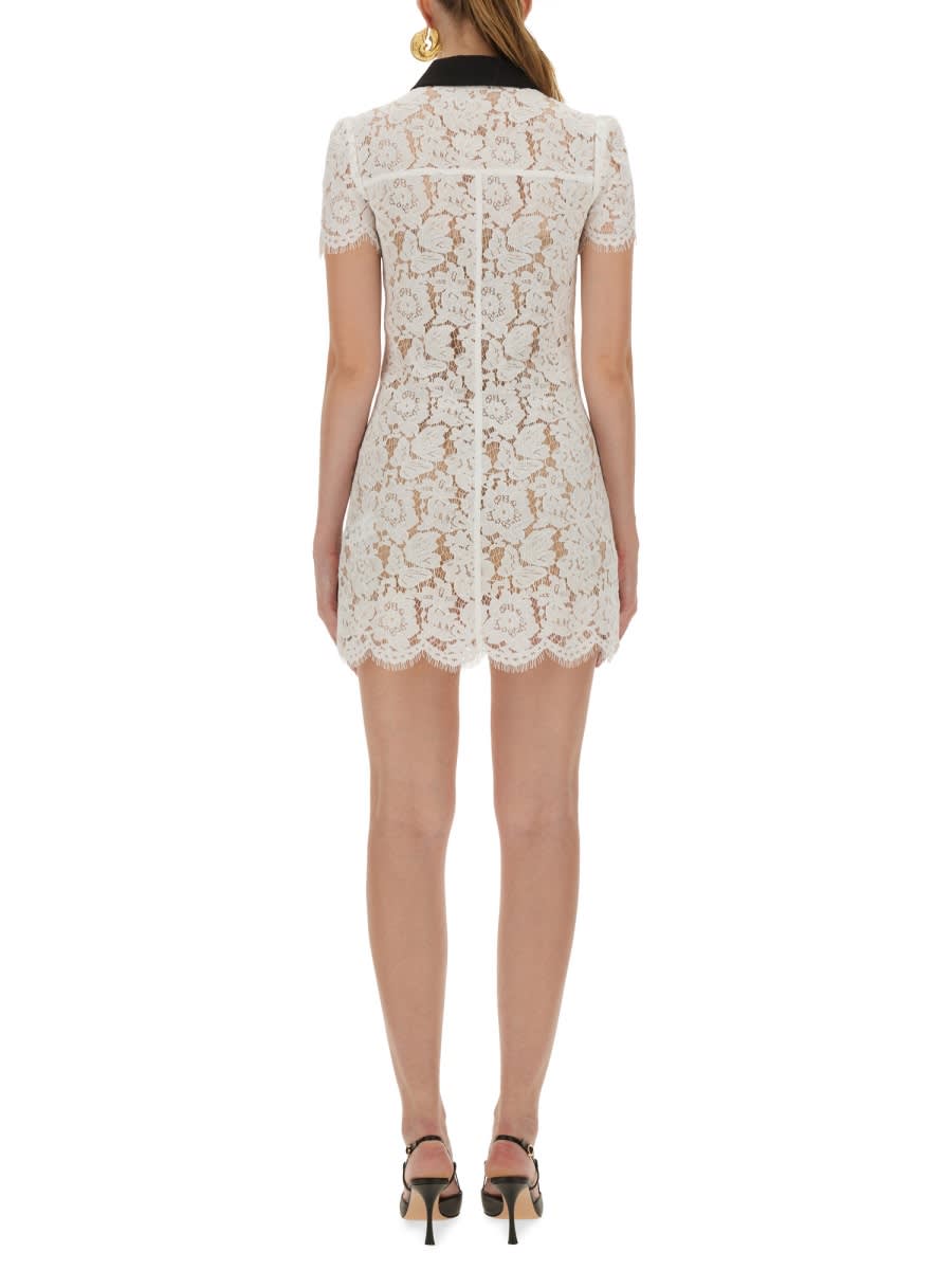 Self-portrait Short Dress With Floral Lace Embroidery Self Portrait In White