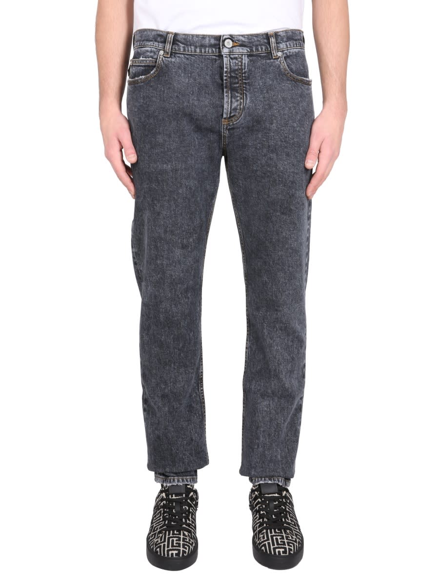 Shop Balmain Slim Fit Jeans In Black