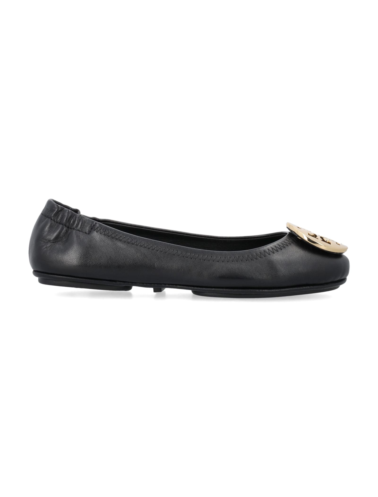 Shop Tory Burch Minnie Travel Ballet In Perfect Black / Gold