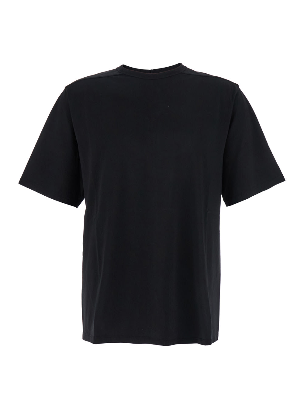 Rick Owens Brad Black Crewneck T-shirt With Rear Stitching In Cotton Man In Black