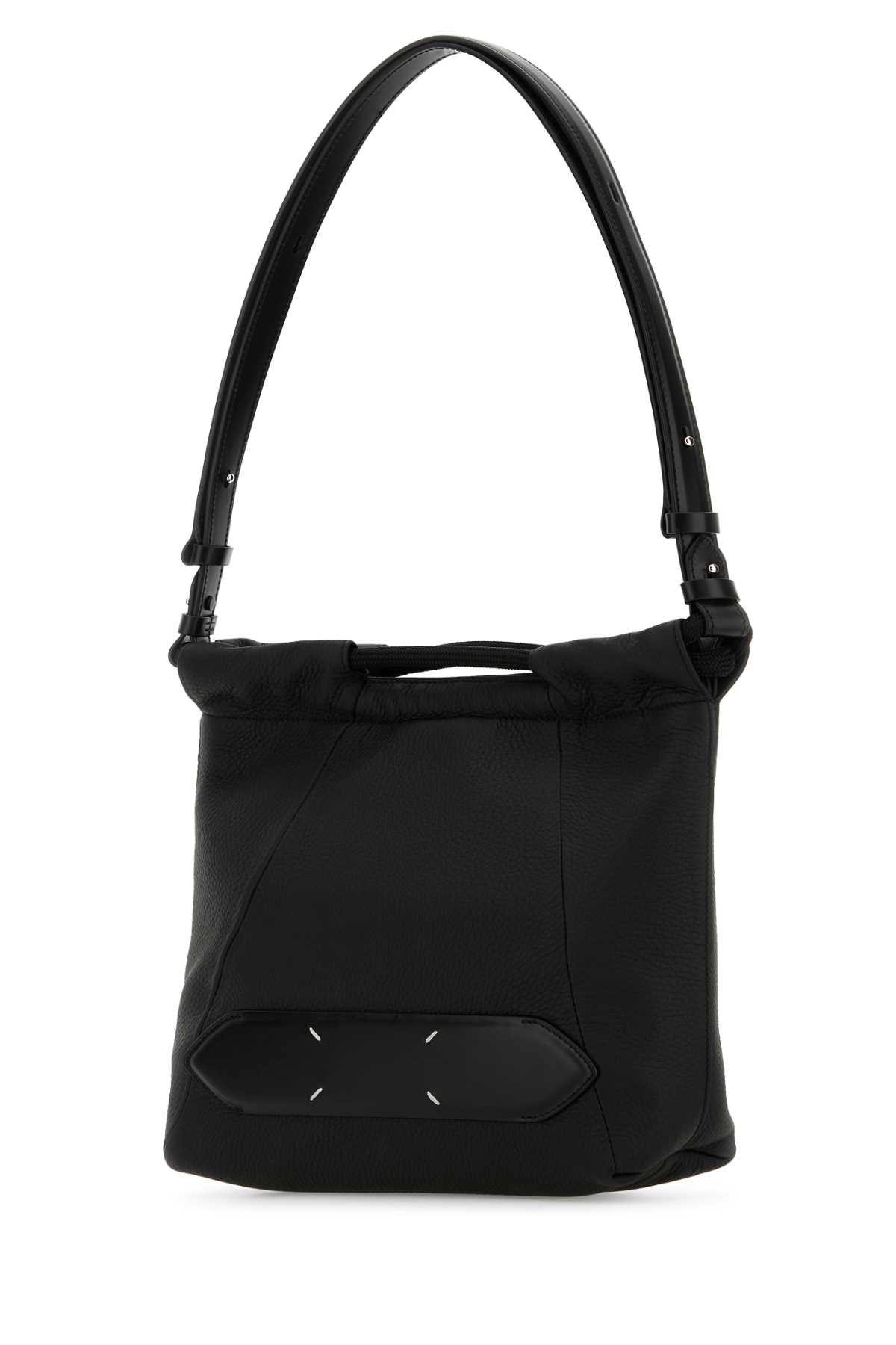 Shop Maison Margiela Black Leather Soft 5ac Shoulder Bag