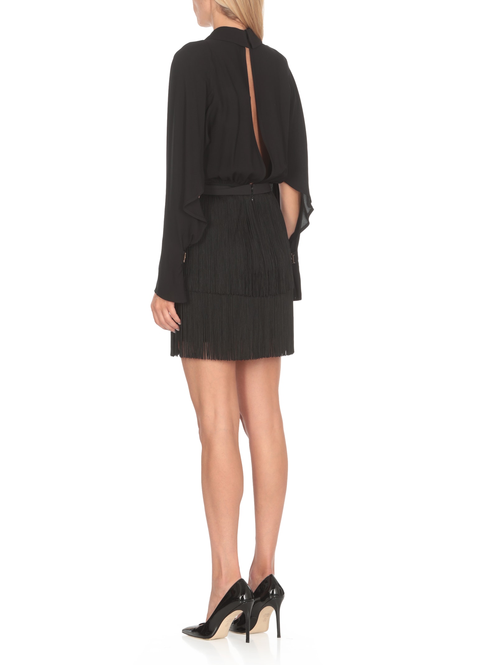 Shop Elisabetta Franchi Viscose Chemisier Dress In Black