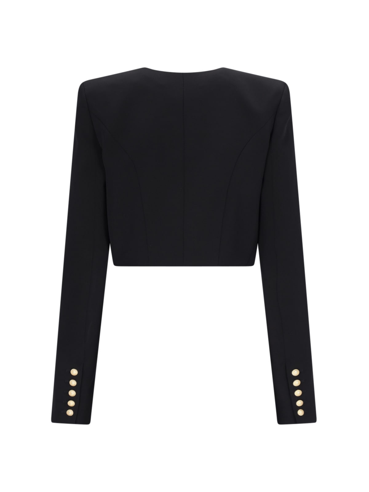 Shop Balmain Spencere Cropped Sweater In Black