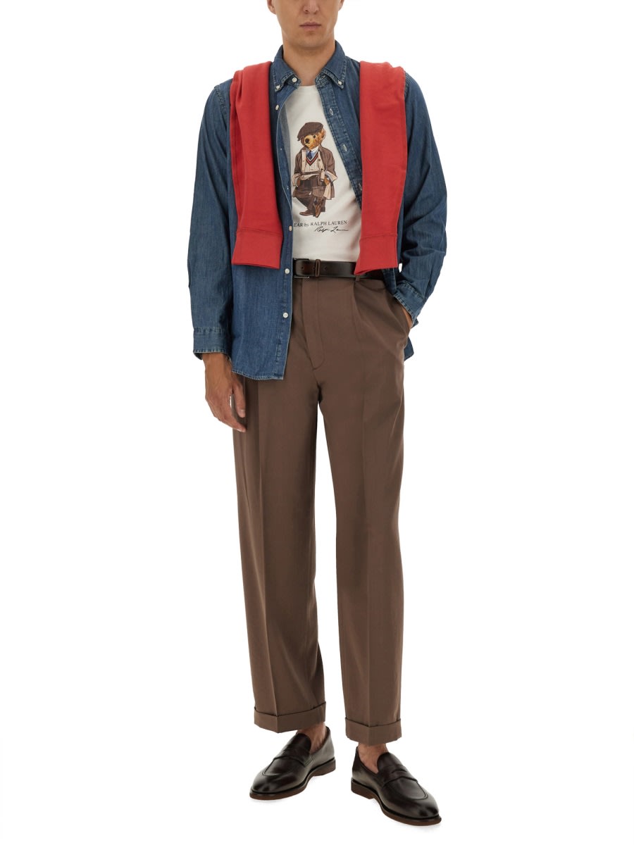 Polo Ralph Lauren White Polo Bear T-shirt Custom Slim-fit In White