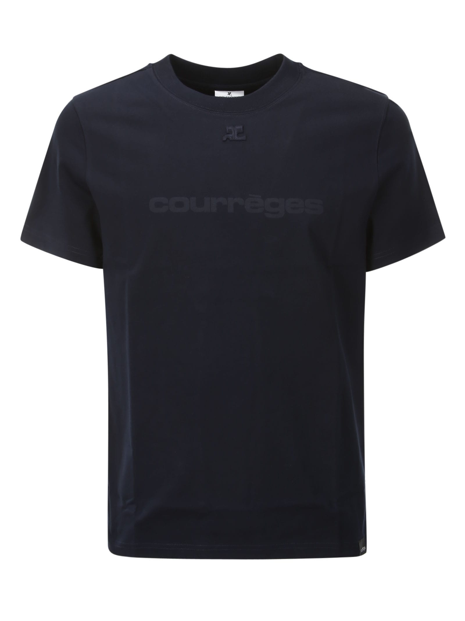 Courrges Logo-print Cotton T-shirt In Ocean Blue | ModeSens