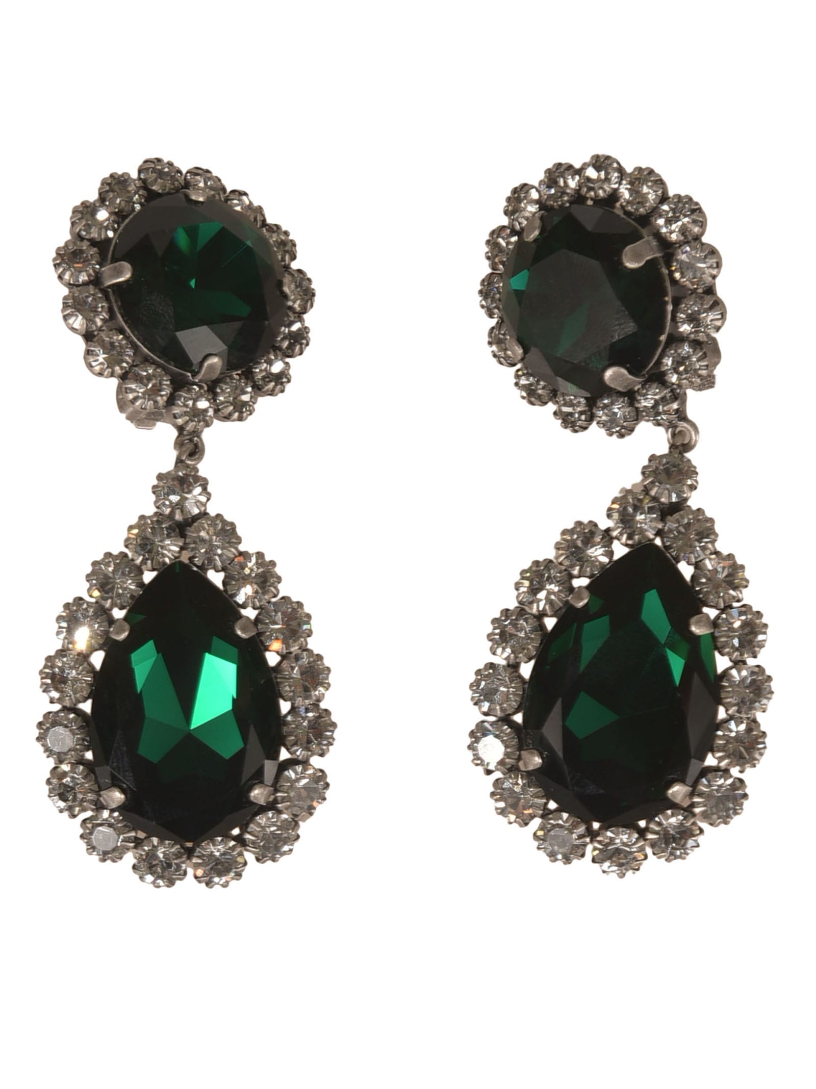 Alessandra Rich Crystal Drop Earrings In Cry Old Silver