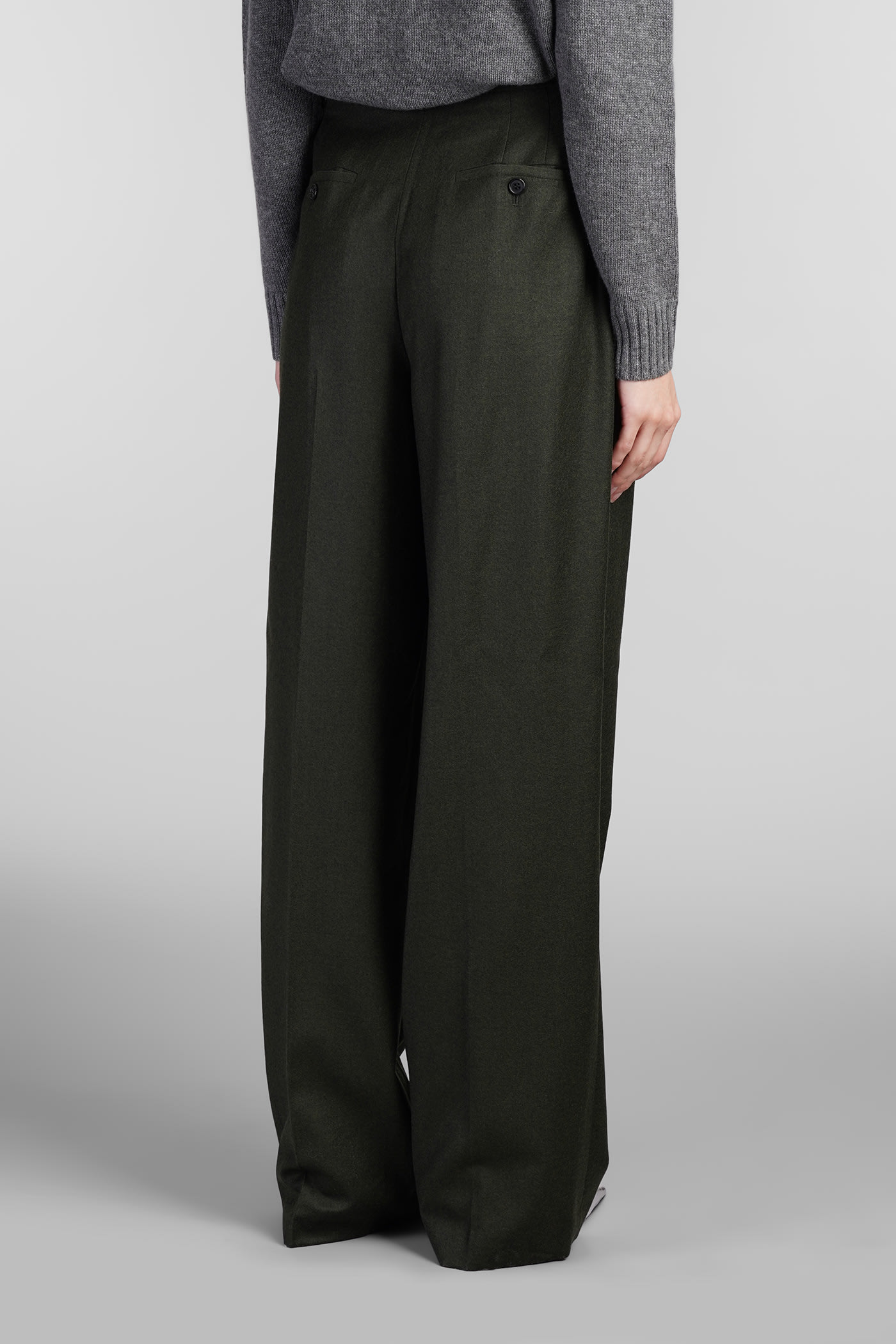 Shop Theory Pants In Green Wool