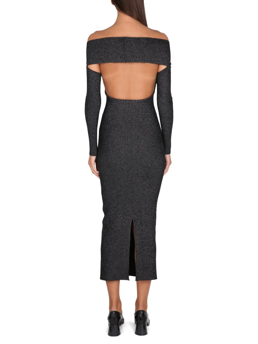 Khaite Marisole Cutout Metallic Ribbed-knit Midi Dress In Black
