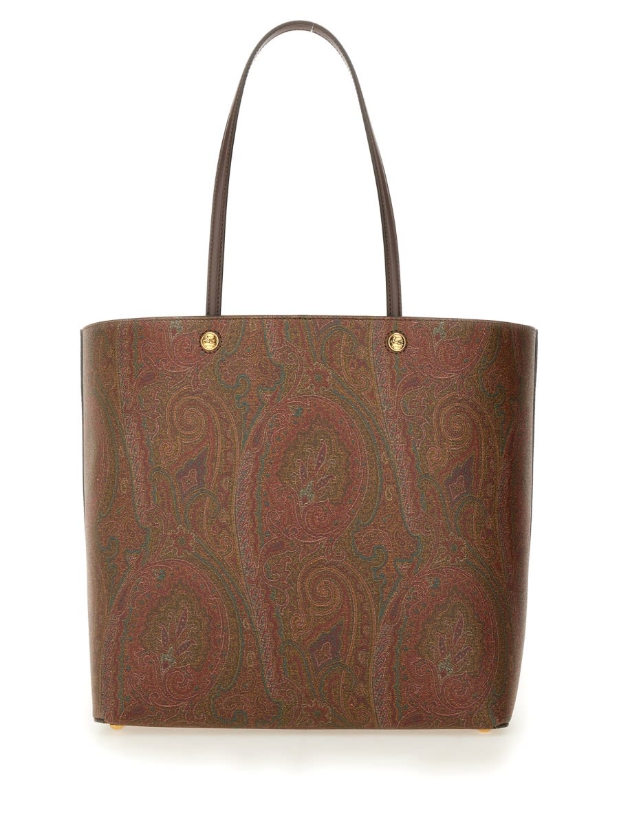 Shop Etro Paisley Patterned Shopping Bag In Brown