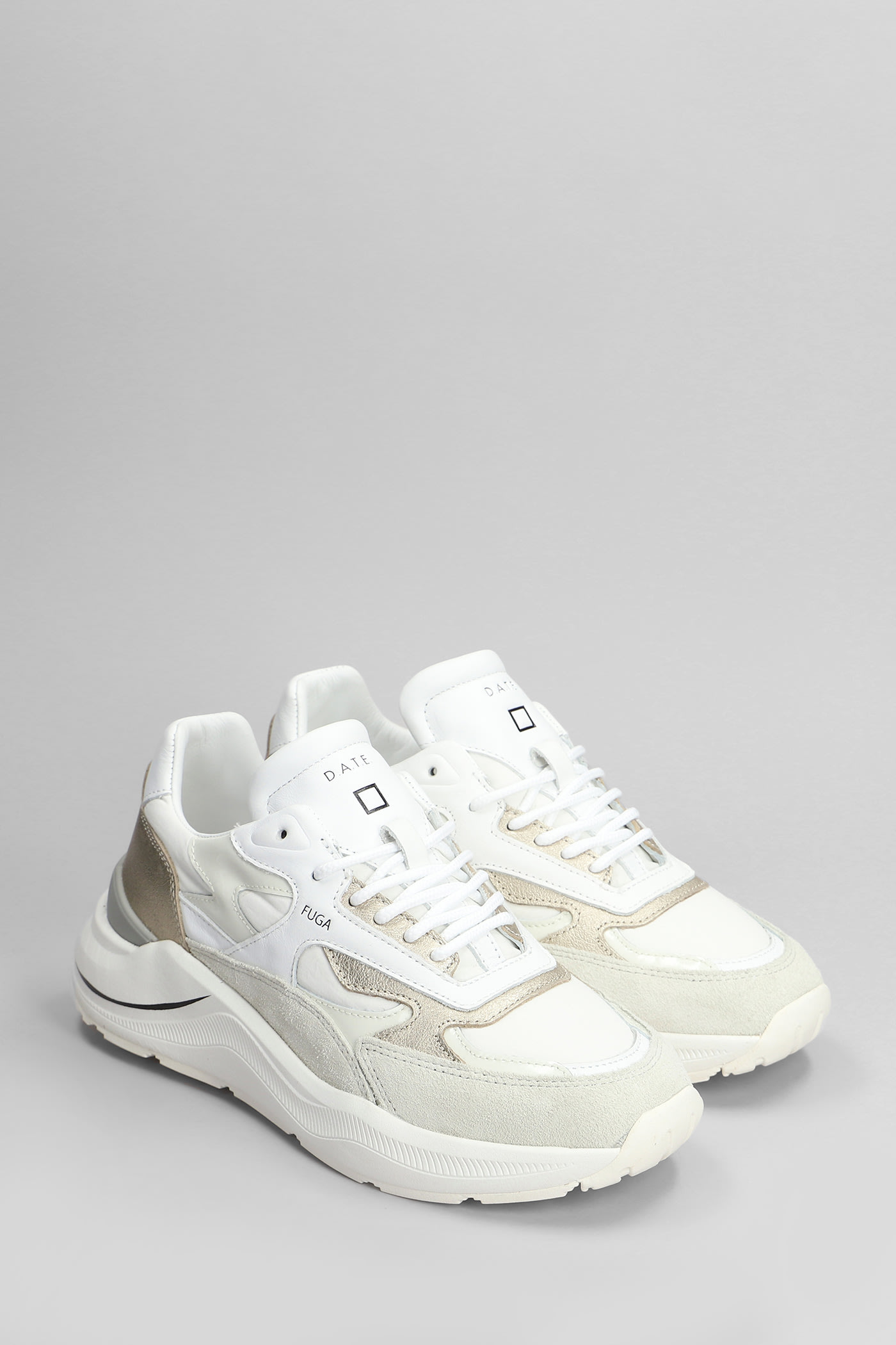 Date D.a.t.e. Running Sneakers In Nylon And Suede In White
