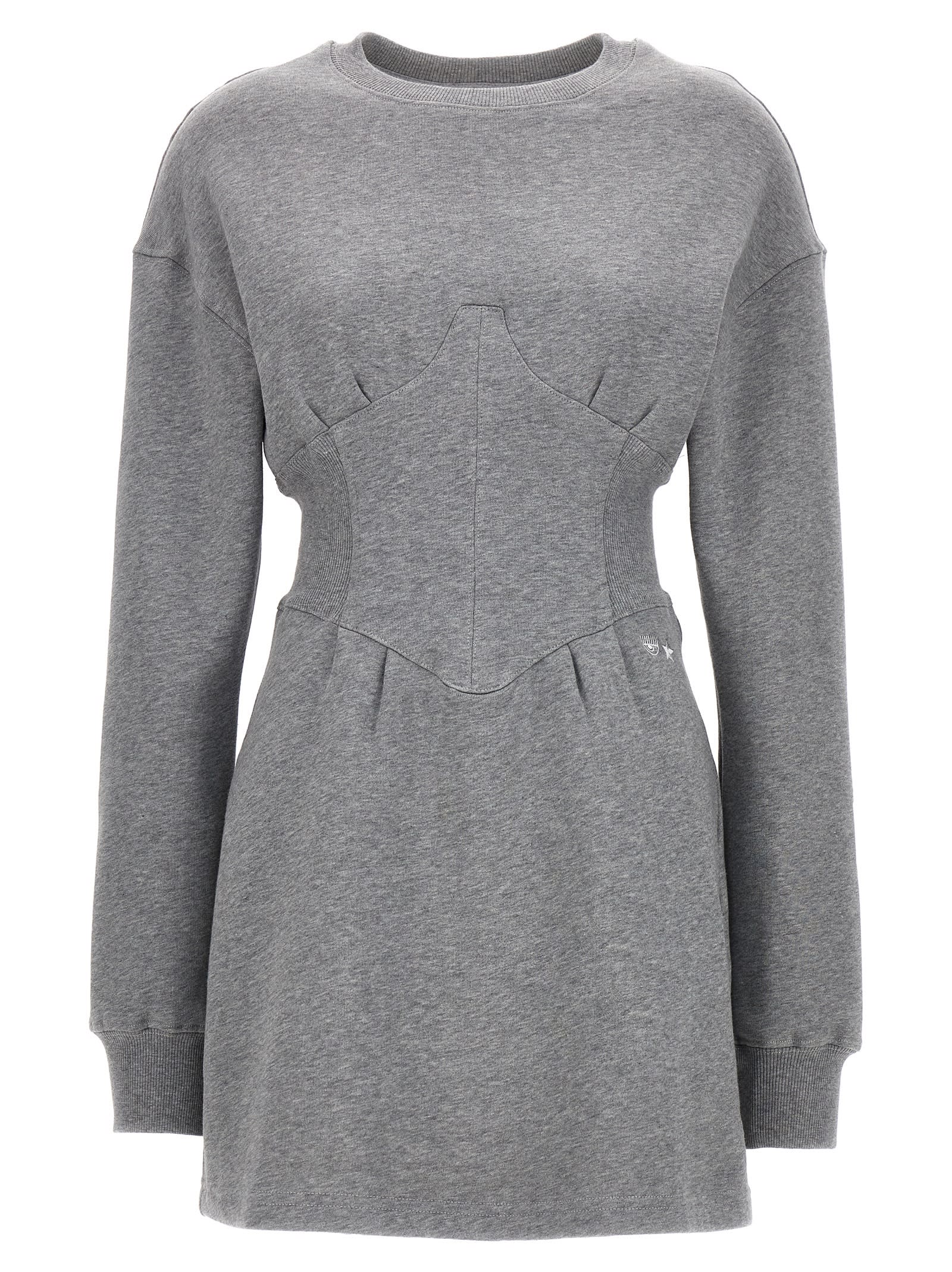 Shop Chiara Ferragni Sweatshirt Dress In Grey