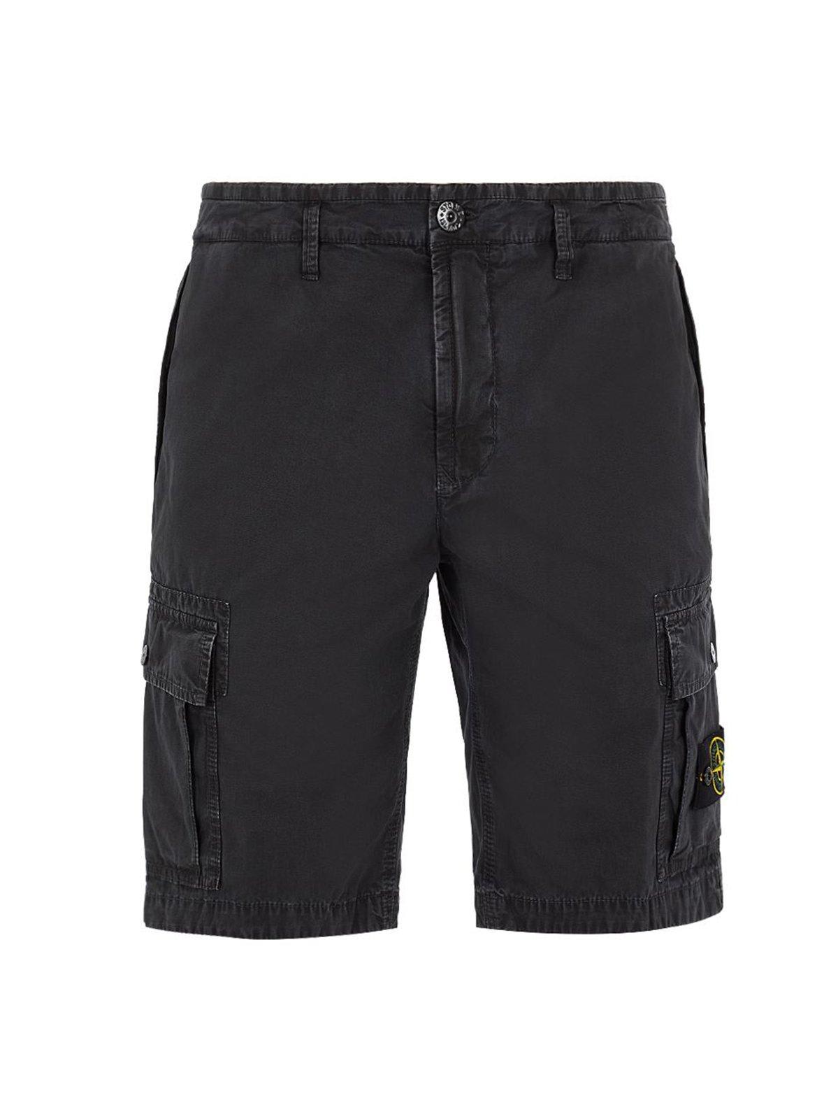 Stone Island Cargo Bermuda Shorts In Grigio
