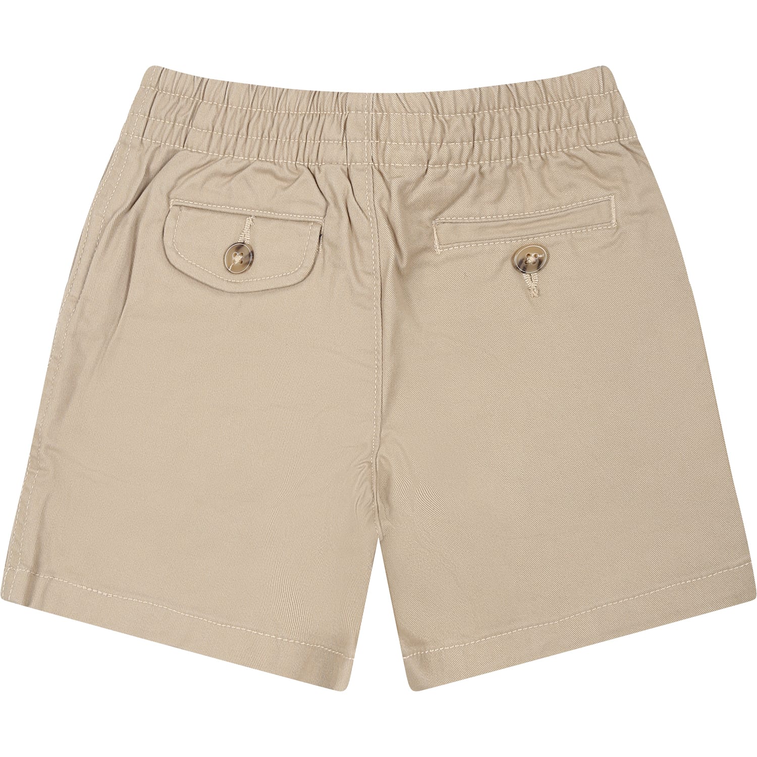 Shop Ralph Lauren Beige Shorts For Baby Boy With Embroidery