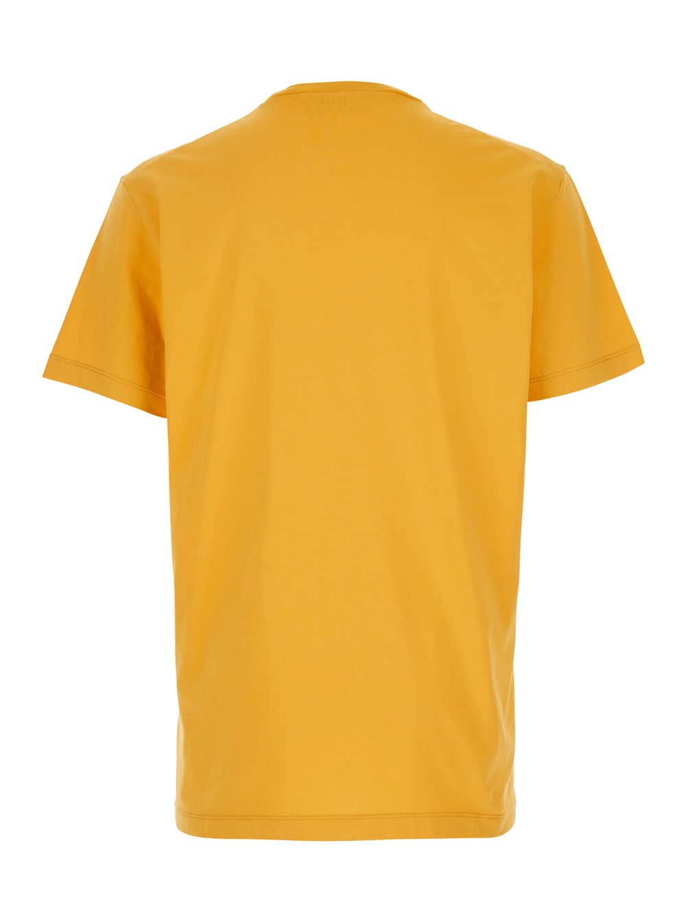 Dsquared2 Yellow Crewneck T-shirt With Maxi Logo Print On The Front In Cotton Man In Yellow