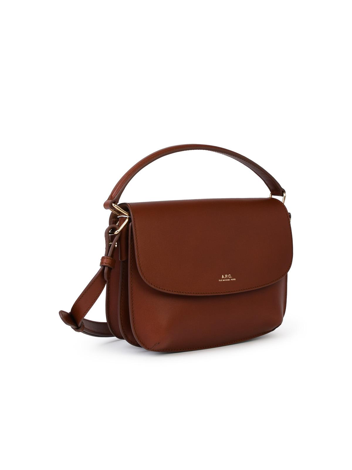 Shop Apc Small Sarah Brown Leather Bag