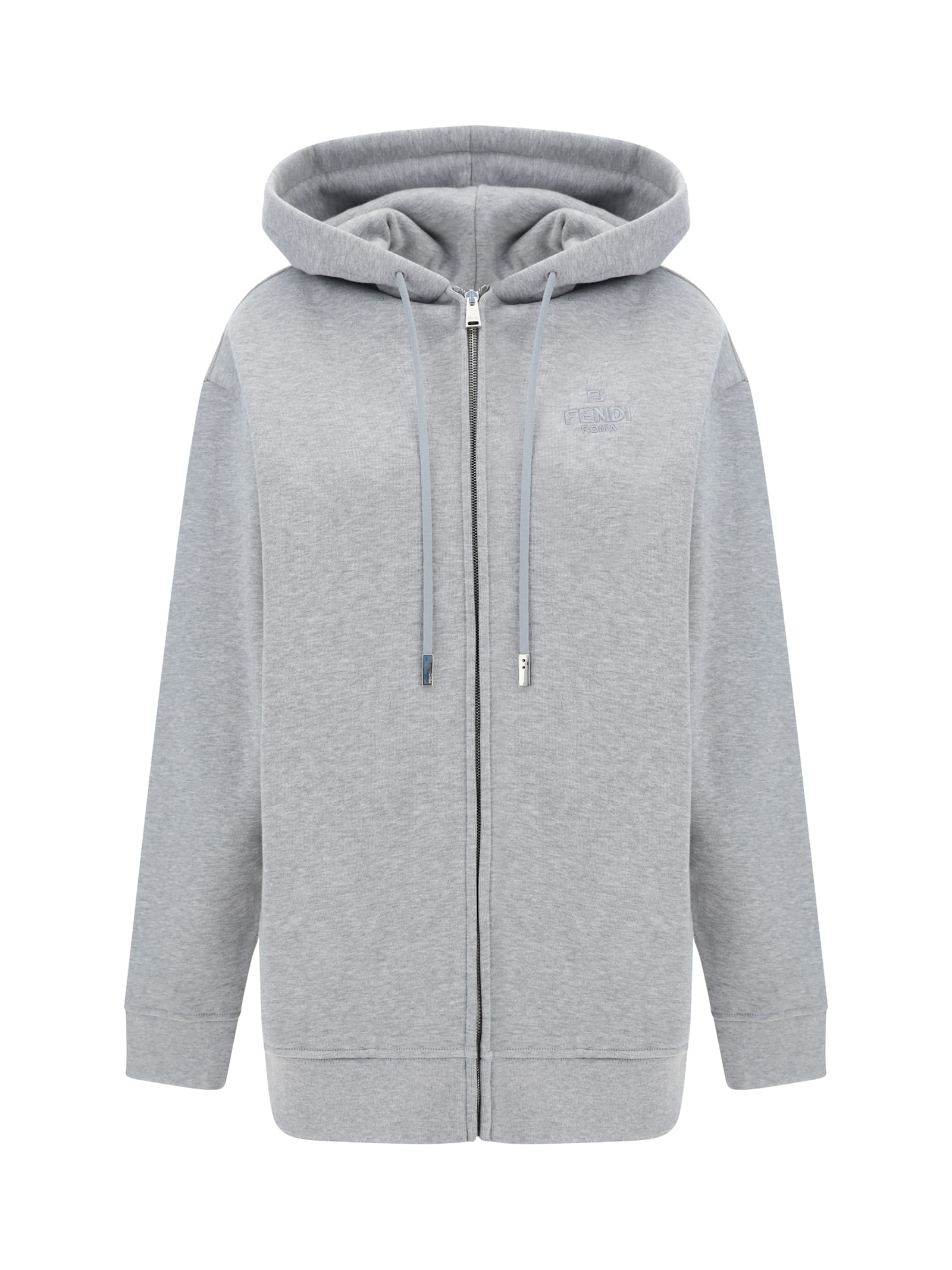 Shop Fendi Hoodie In Grey Melange+biscuit