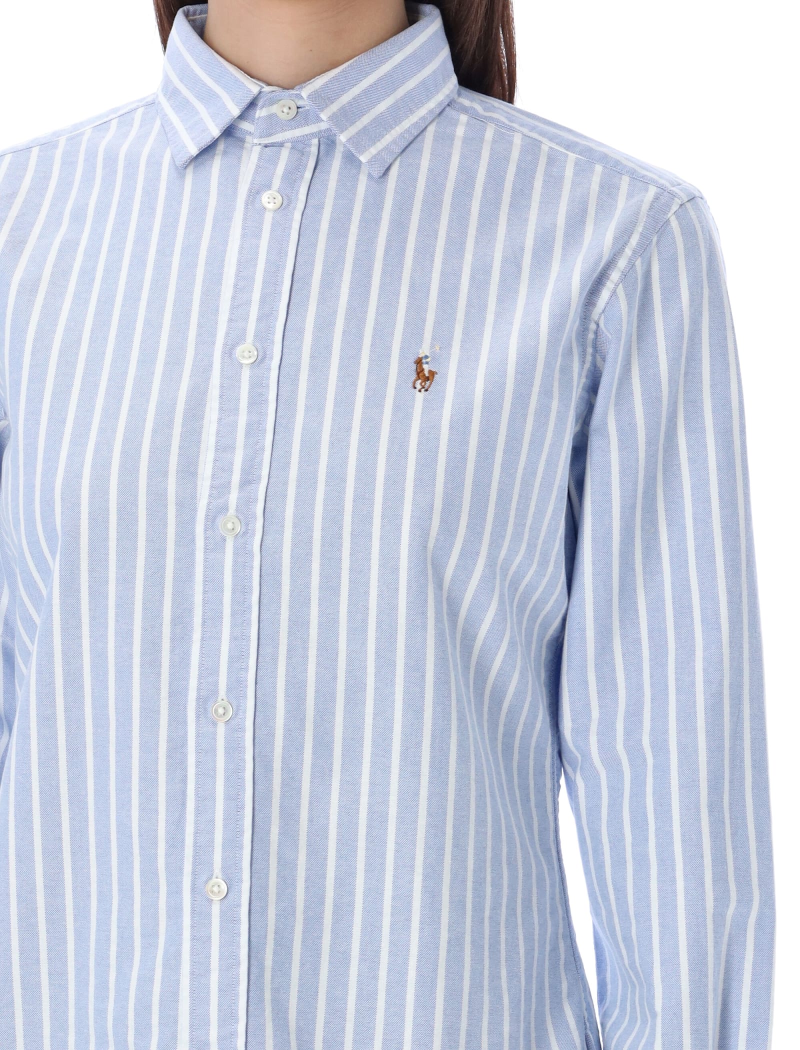 Polo Ralph Lauren Striped Pattern Oxford Shirt In Blue