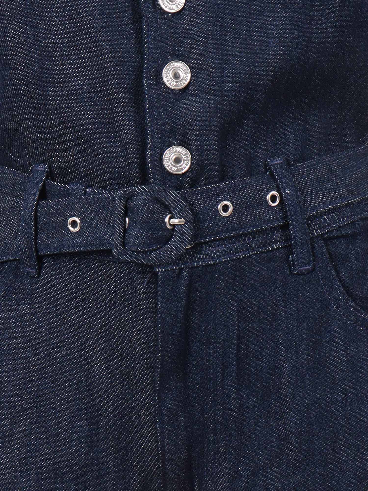 7 For All Mankind Wide Leg Tailored Jumpsuit Dark Rinse With Self Belt In Blue