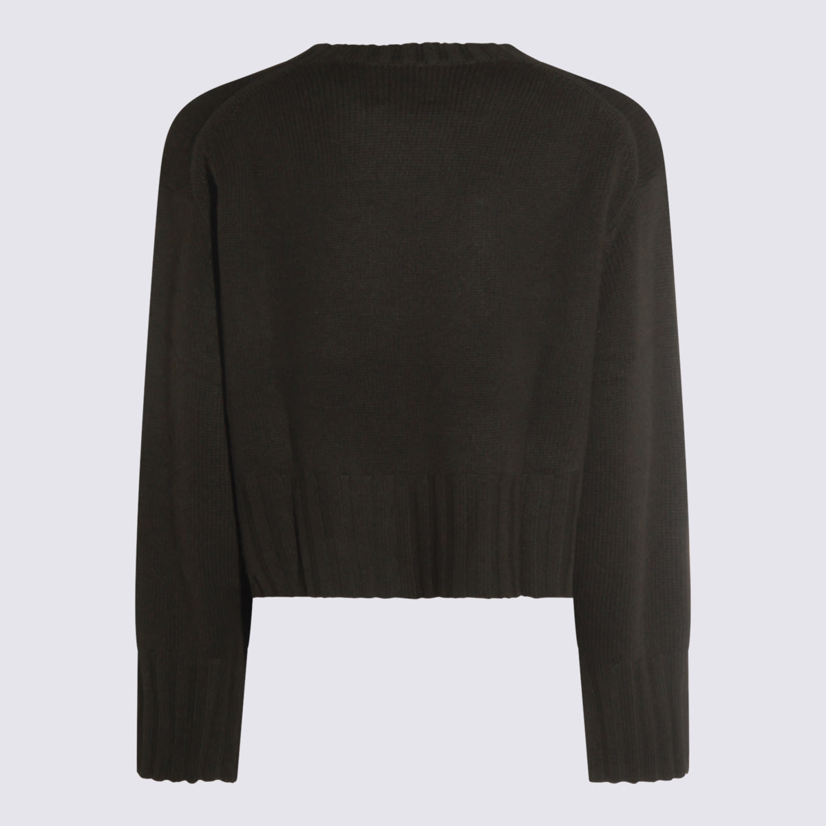 Allude Cropped Black Sweater With Relaxed Fit In Brown