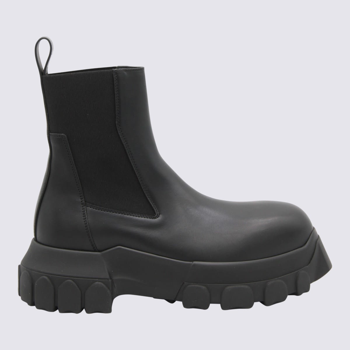 Shop Rick Owens Black Leather Beatle Bozo Tractor Ankle Boots