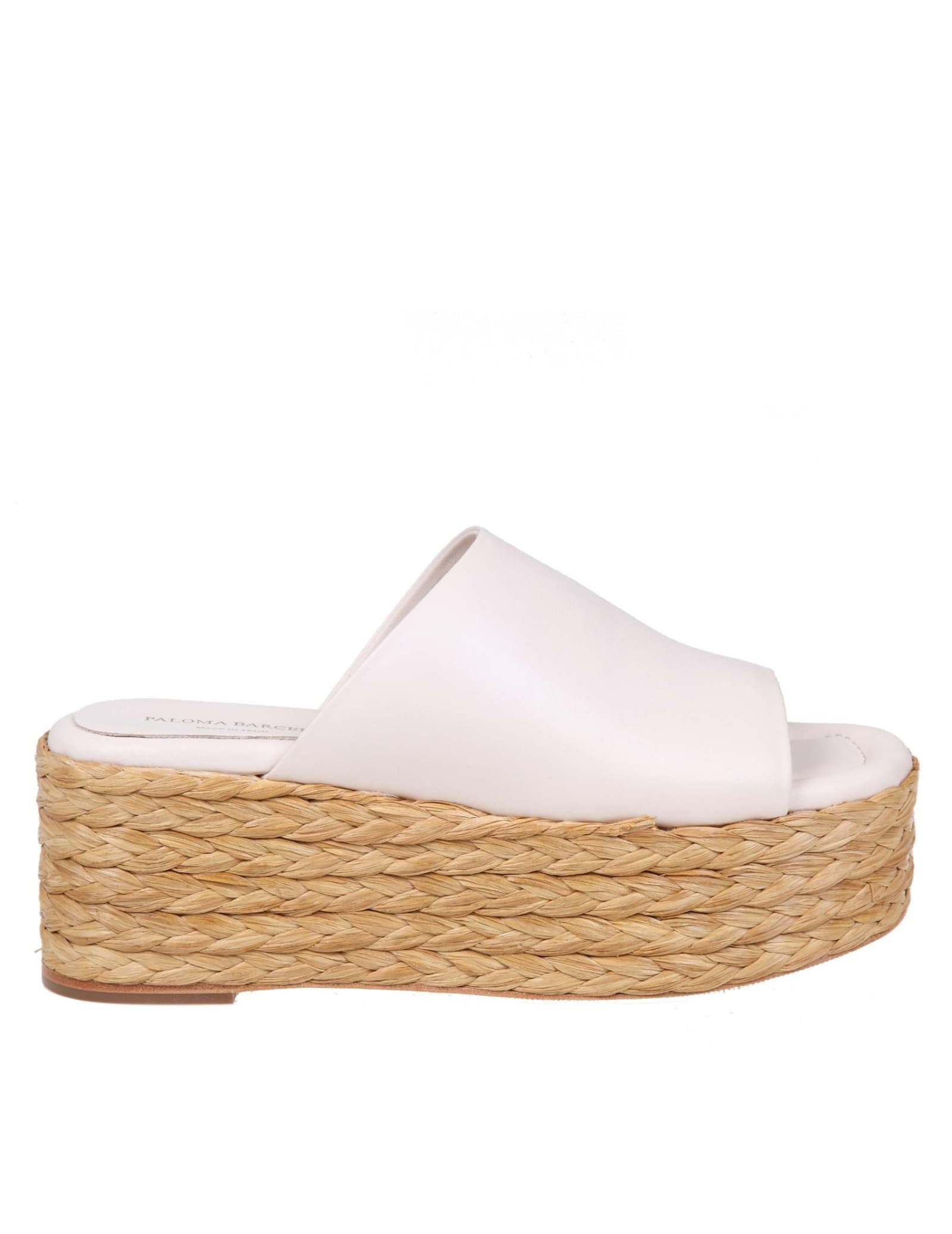 Paloma Barceló Aryn Slippers In Leather With Raffia Wedge