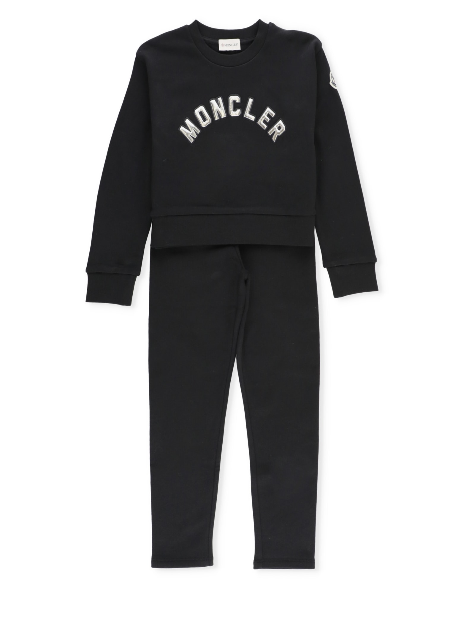 Moncler Kids' Two Pieces Suit With Logo In Black
