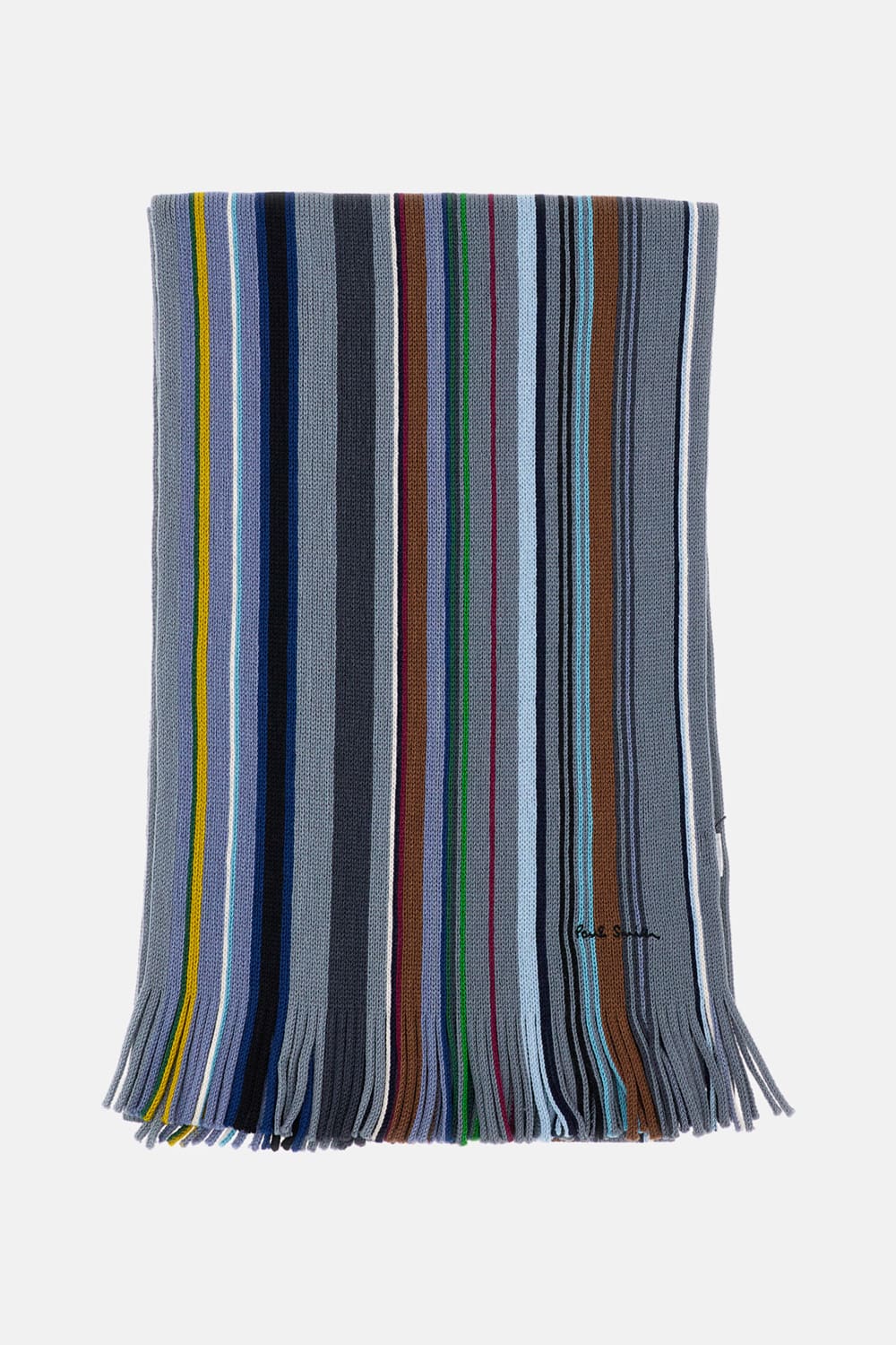 Paul Smith Ivan Stripe Wool Scarf Grey In Multi
