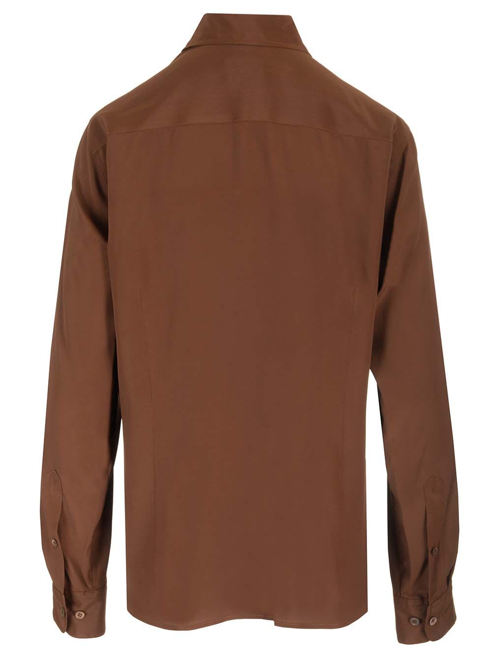 Shop Dries Van Noten Silk Crepe Shirt In Brown