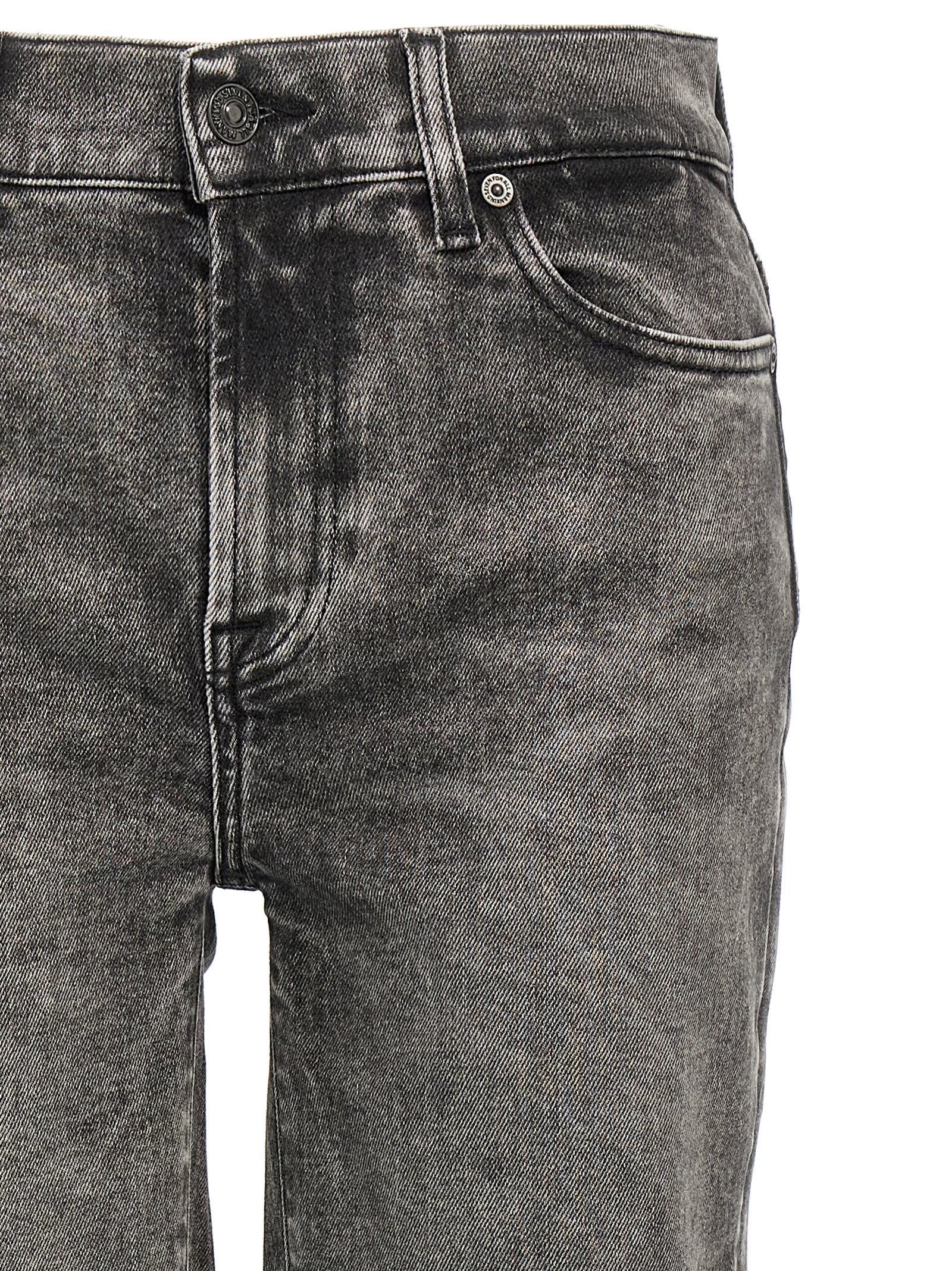 7 For All Mankind Low-rise Straight-leg Jeans In Gray