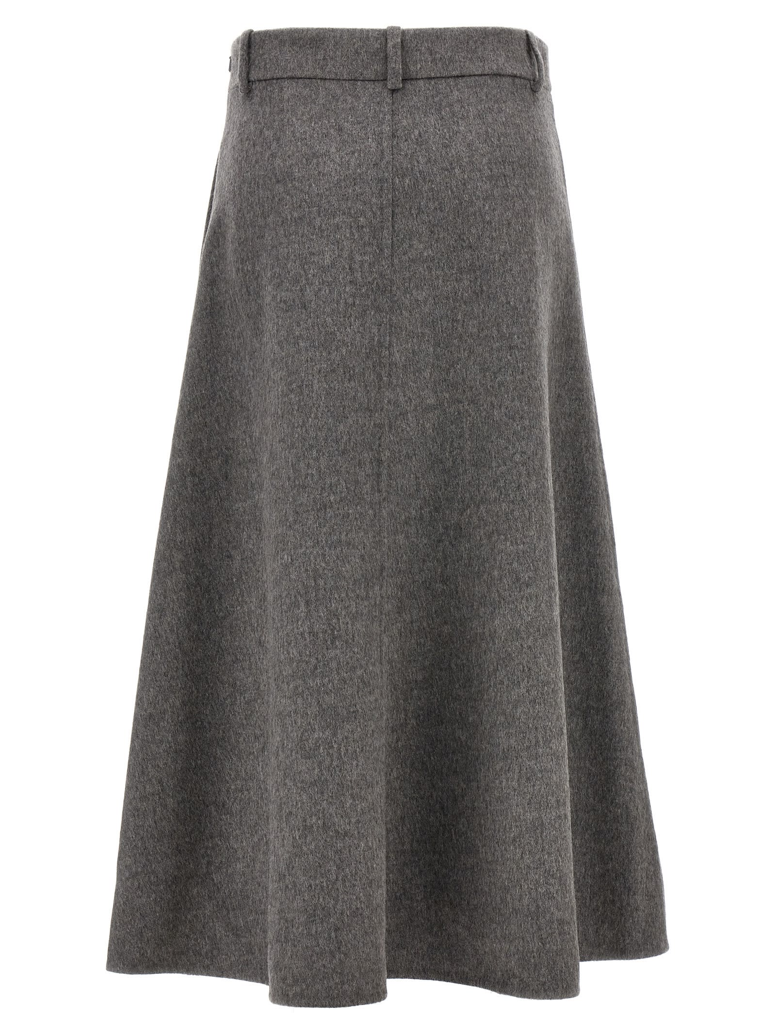 Shop Brunello Cucinelli Flared Skirt In Gray