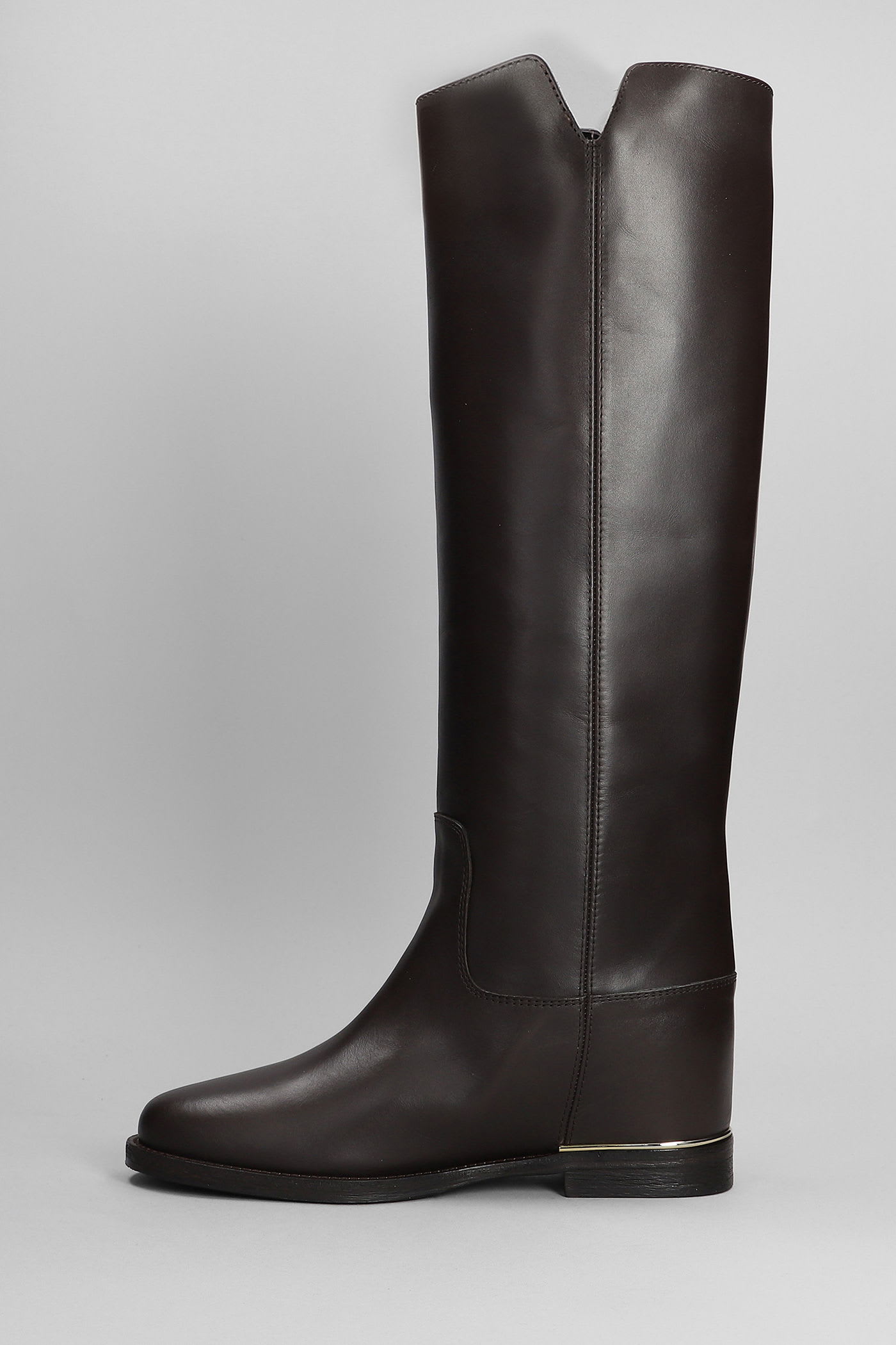 Via Roma 15 In Dark Brown Leather In Brown