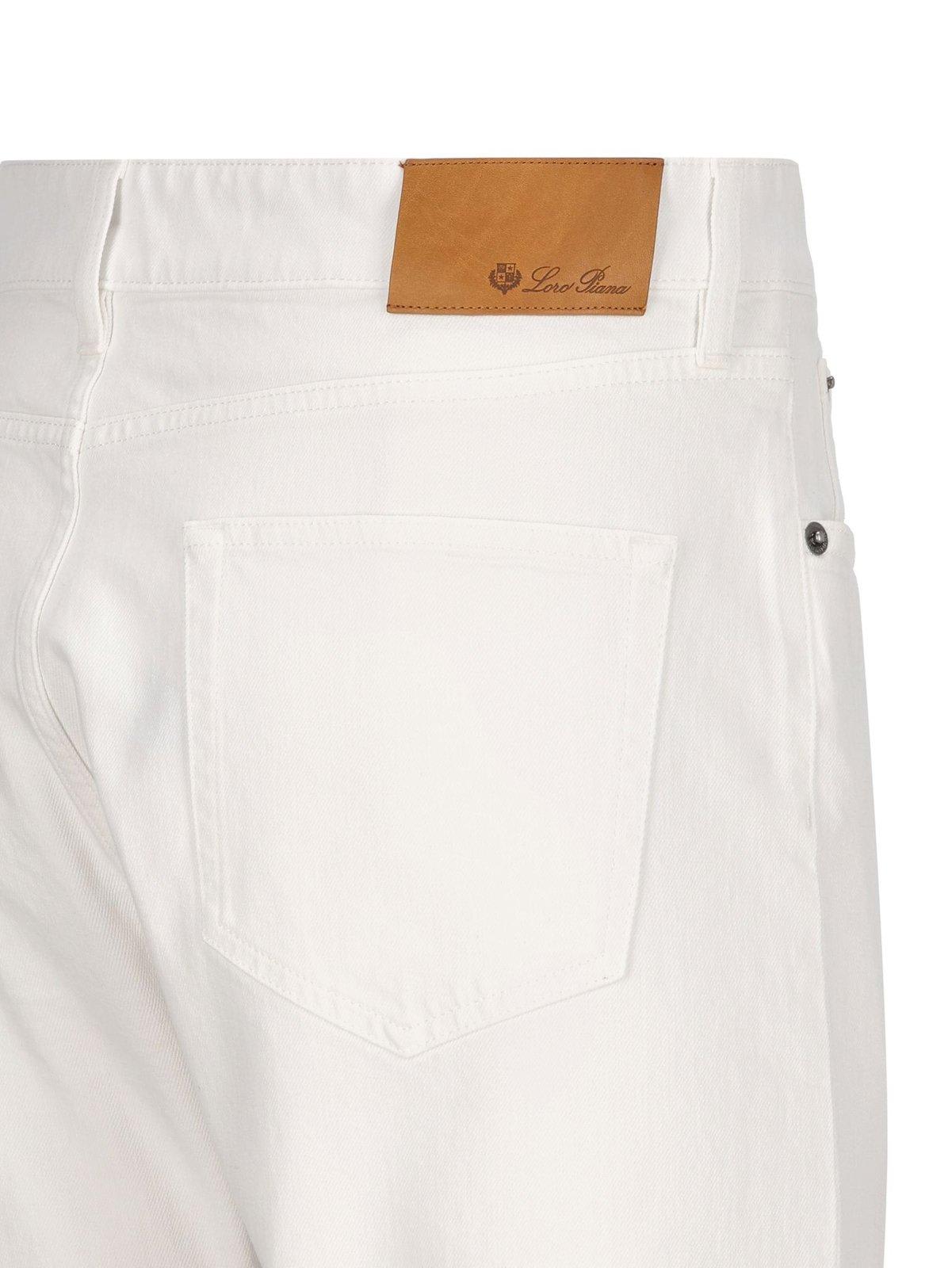 Loro Piana Logo Patch Straight-leg Trousers In Optical White