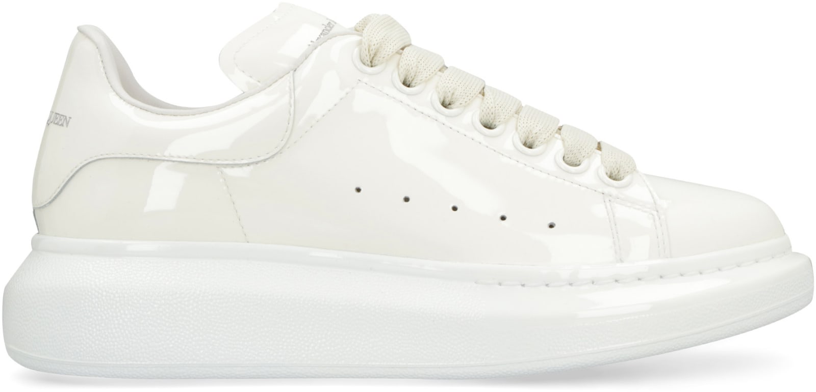 Shop Alexander Mcqueen Larry Patent Leather Sneakers In White
