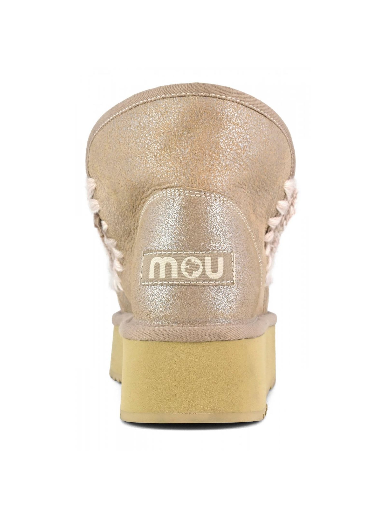 MOU MINI ESKIMO PLATFORM BOOT IN STONE METALIC 