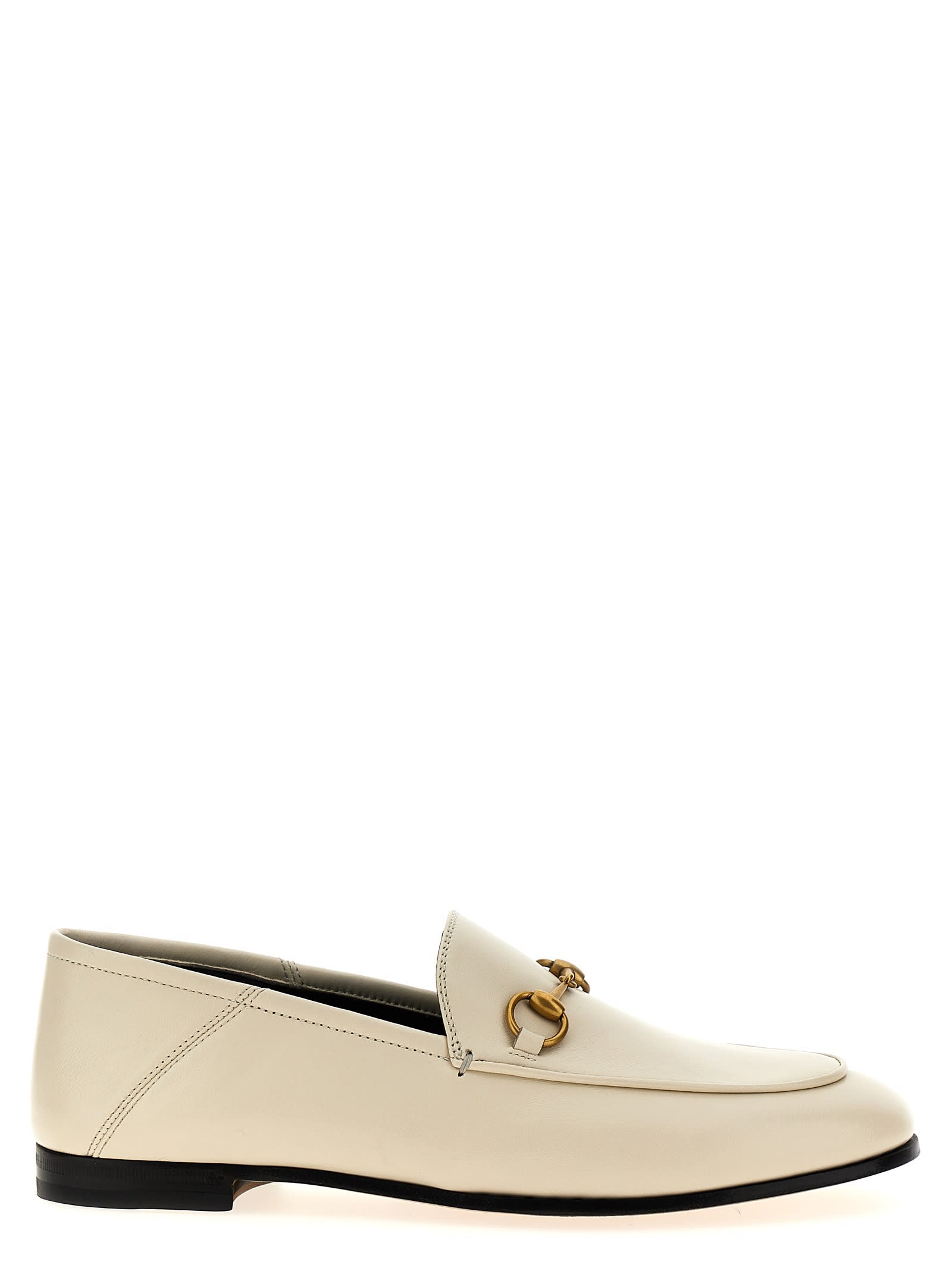 Shop Gucci Morsetto Loafers In White