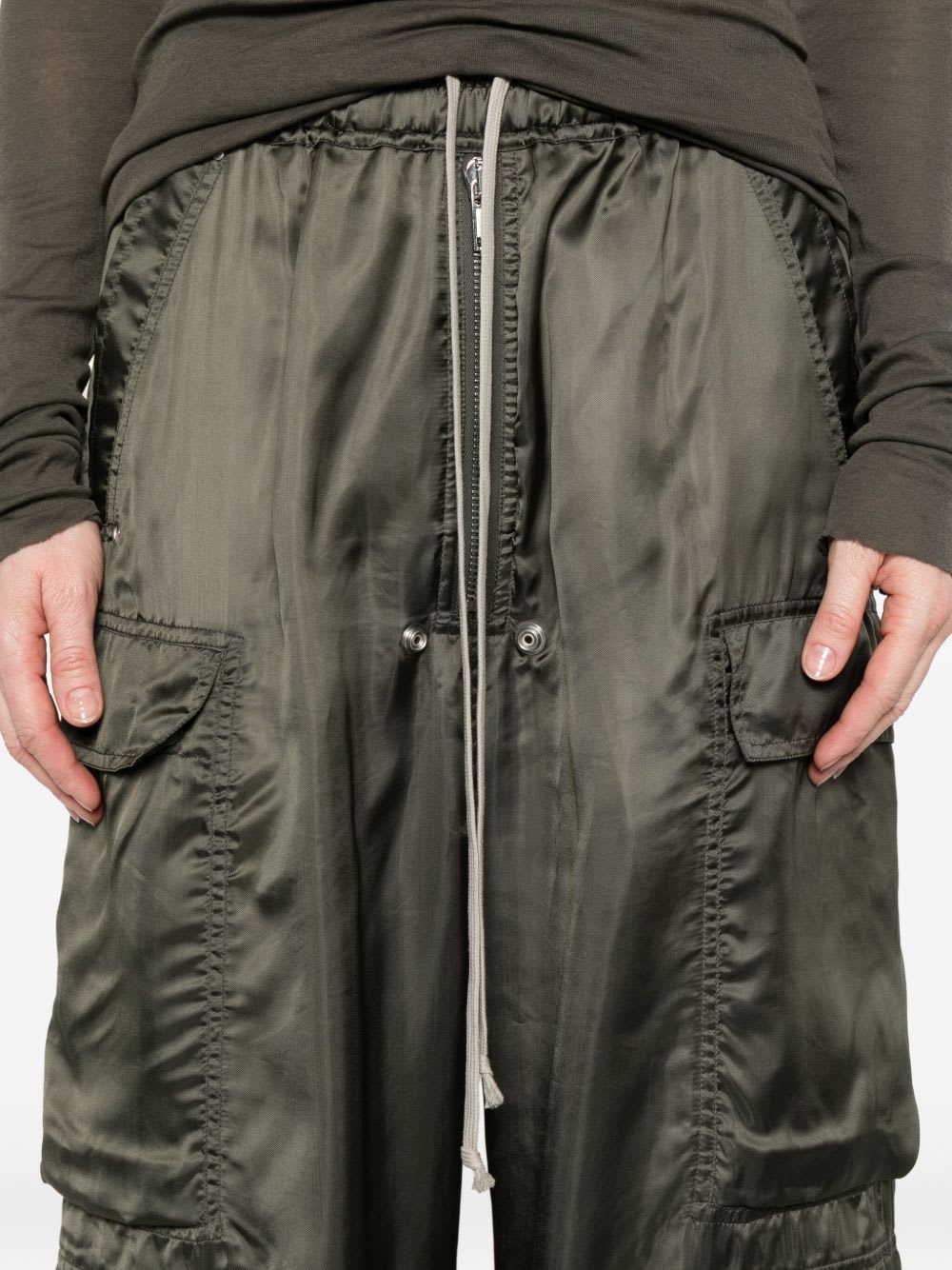 Rick Owens Wide Leg Trousers Elasticated Waistband In Green