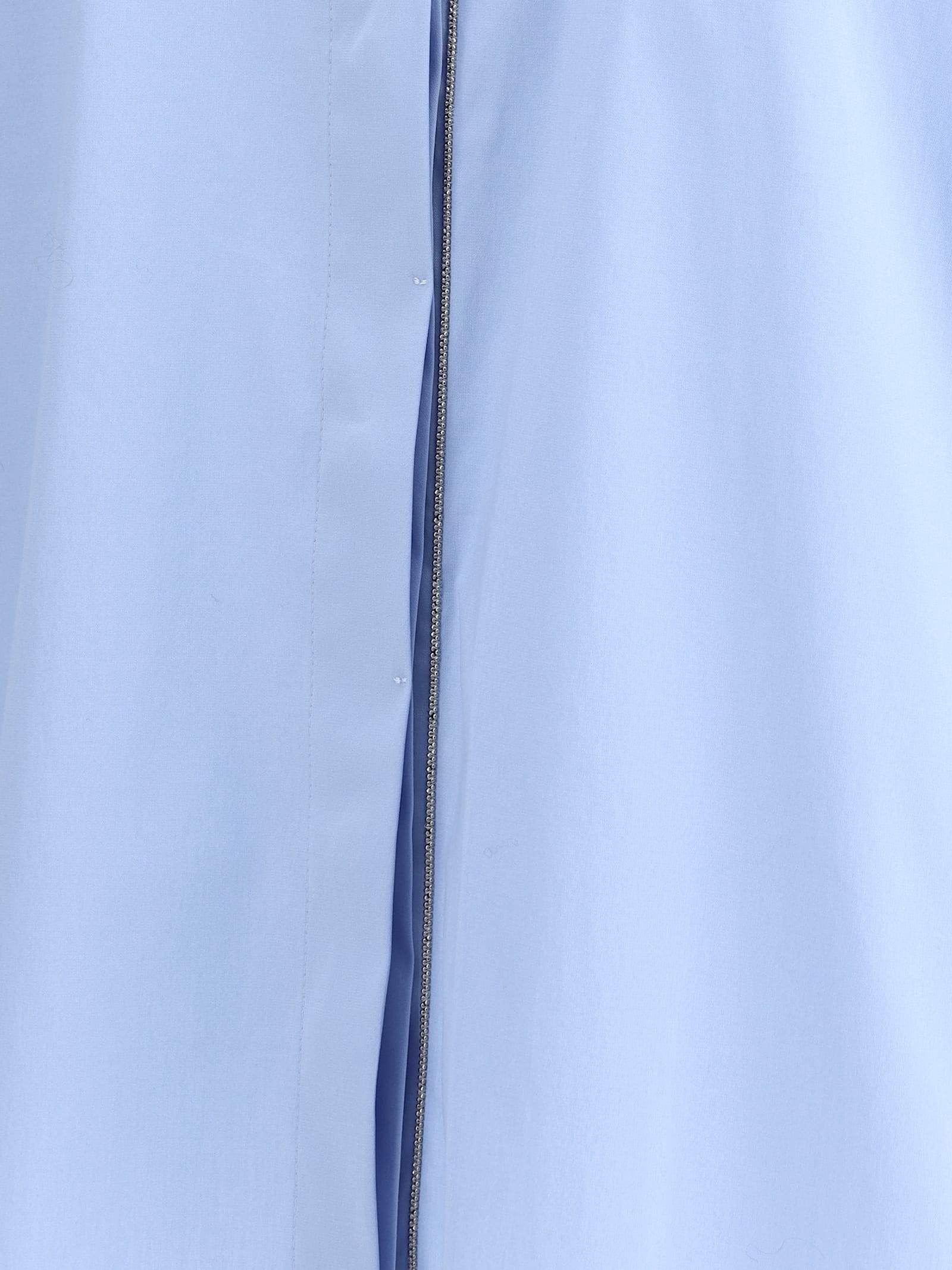 Brunello Cucinelli Oversized Light Blue Shirt With Monile Detail In Cotton Blend Woman In Celeste
