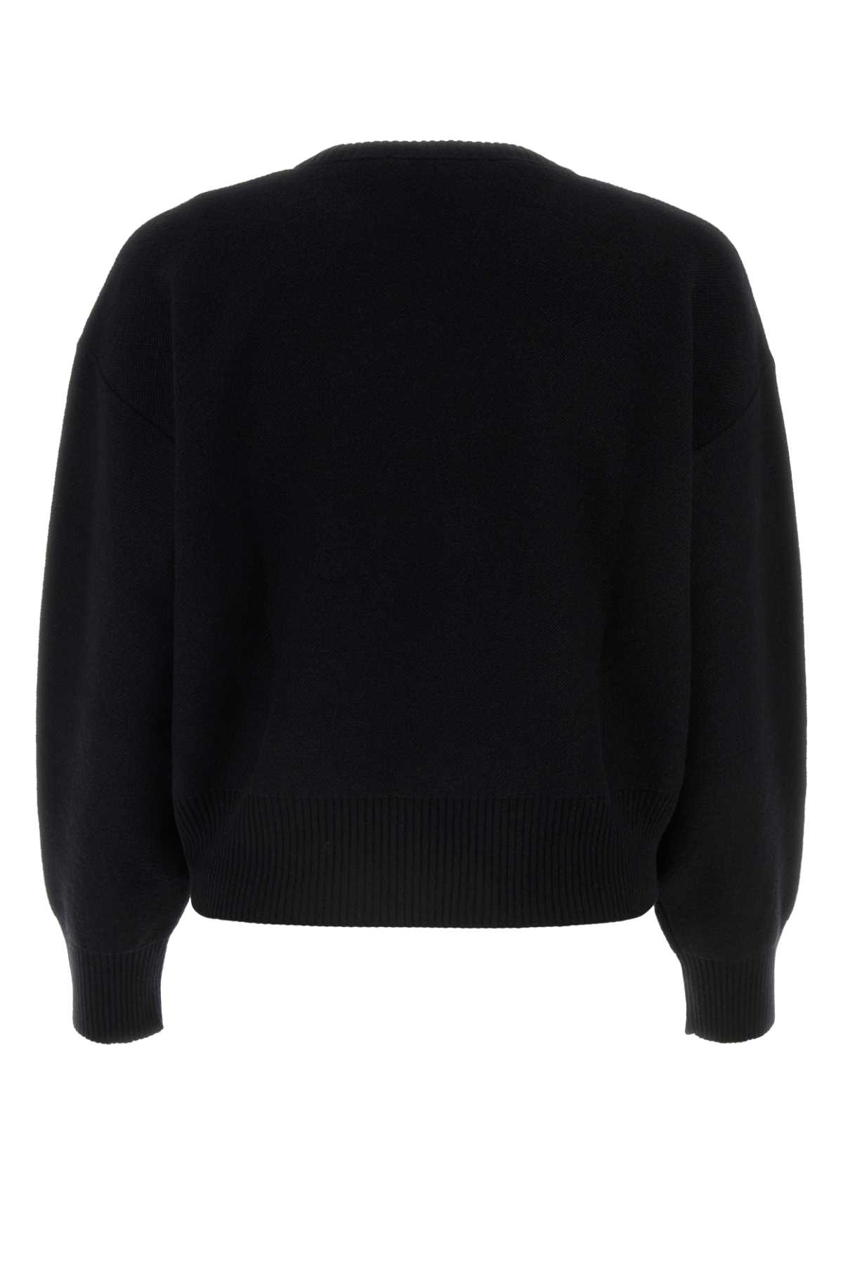 Shop Versace Black Wool Blend Oversize Sweater