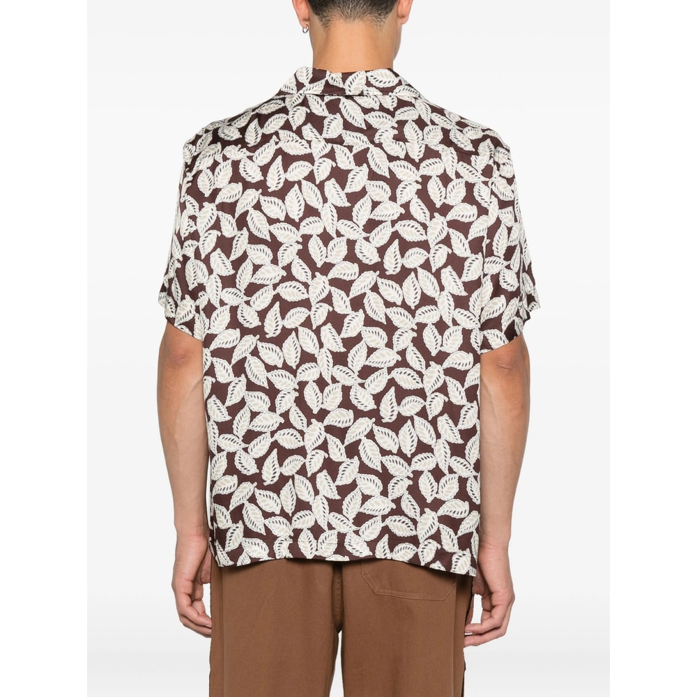 Bode Paper Birch Camp-collar Printed Satin Shirt In Multi