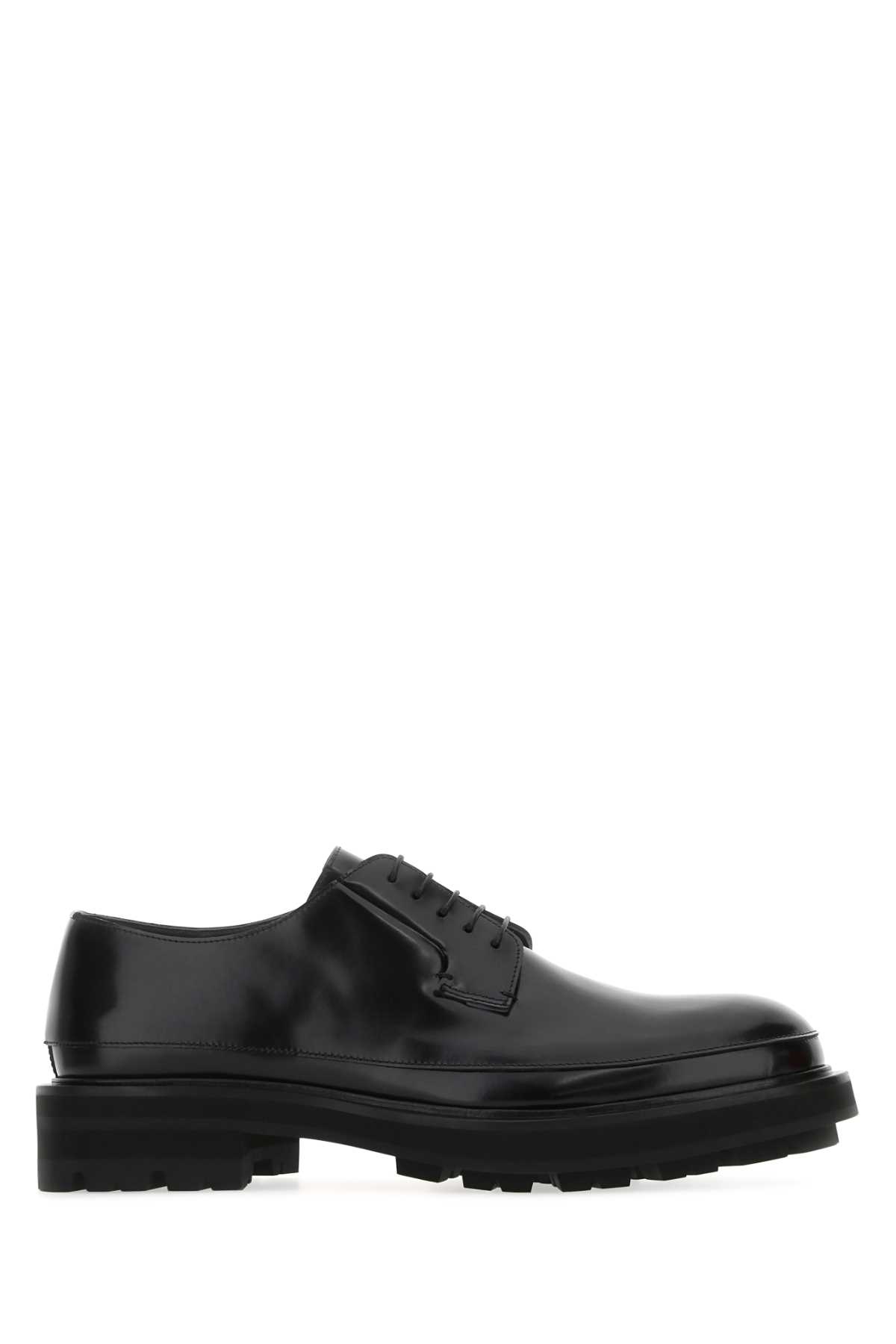 Black Leather Lace-up Shoes