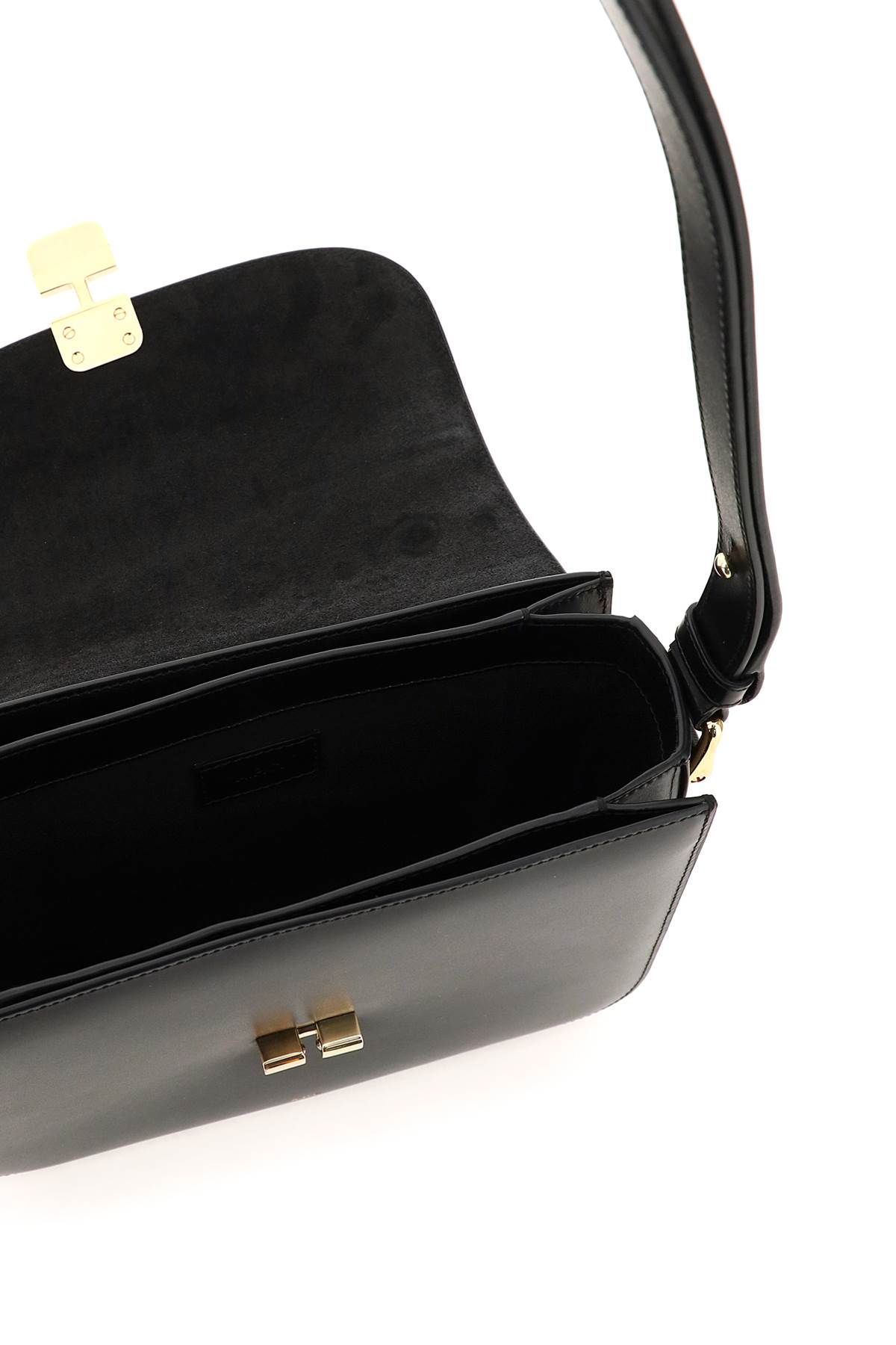 Apc Leather Shoulder Bag With Frontal Logo In Black