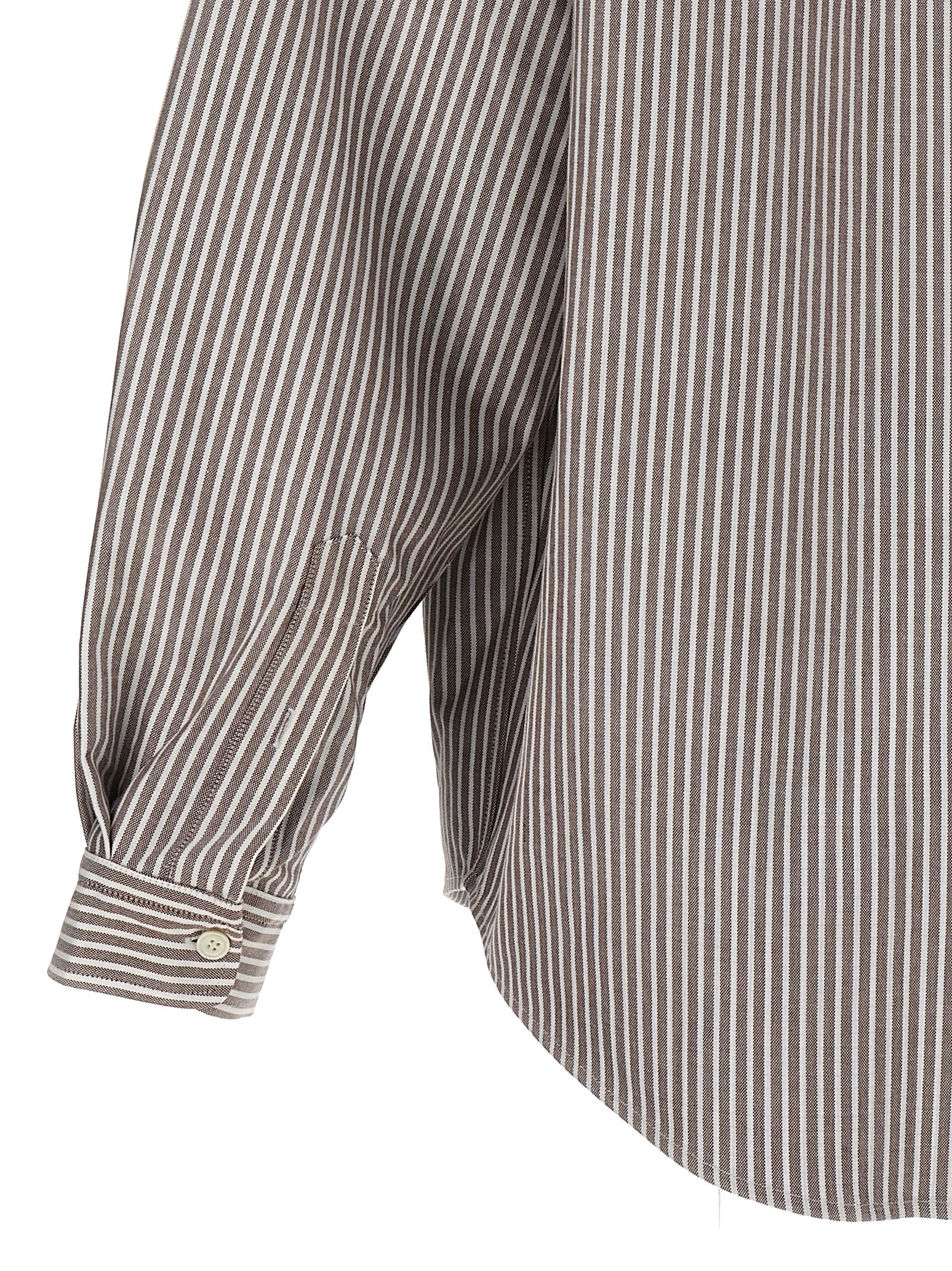 Shop Hed Mayner Pinstripe Oxford Overshirt In White