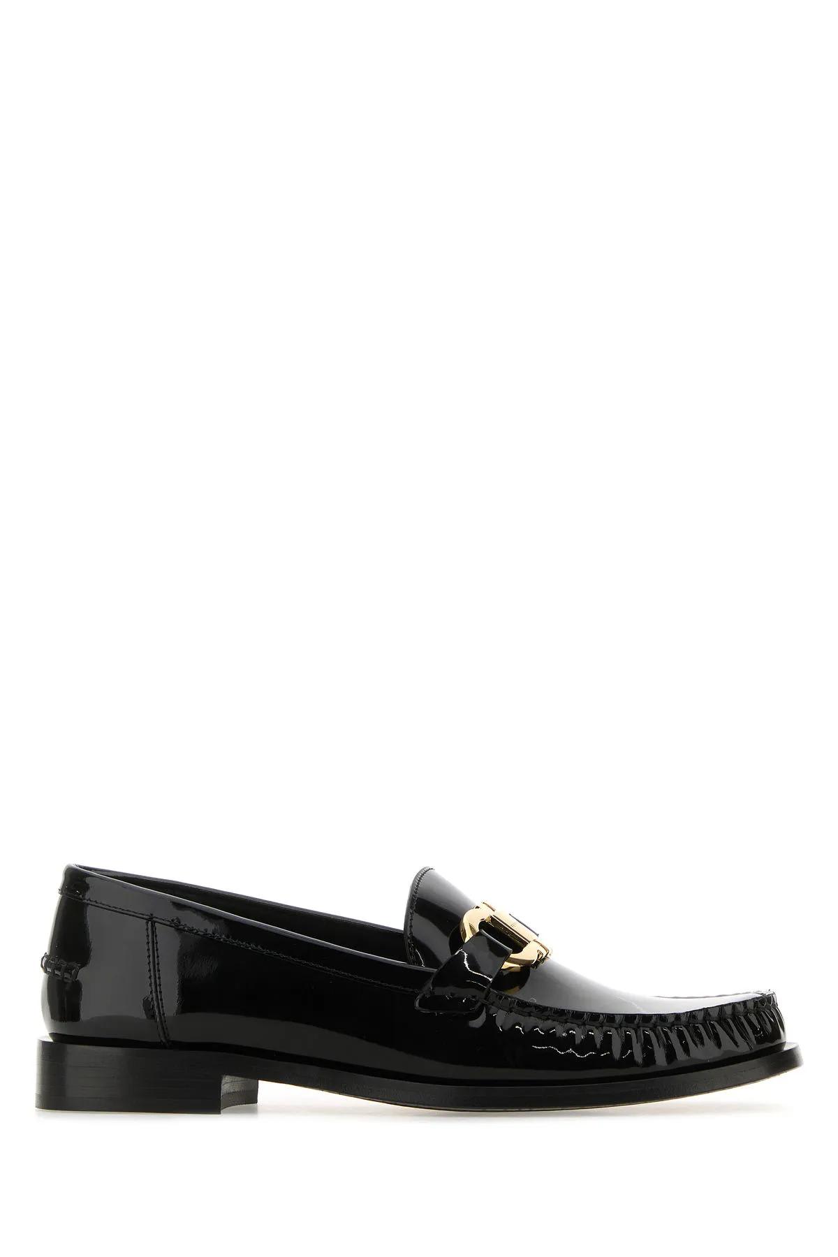 Shop Ferragamo Black Leather Maryan Loafers