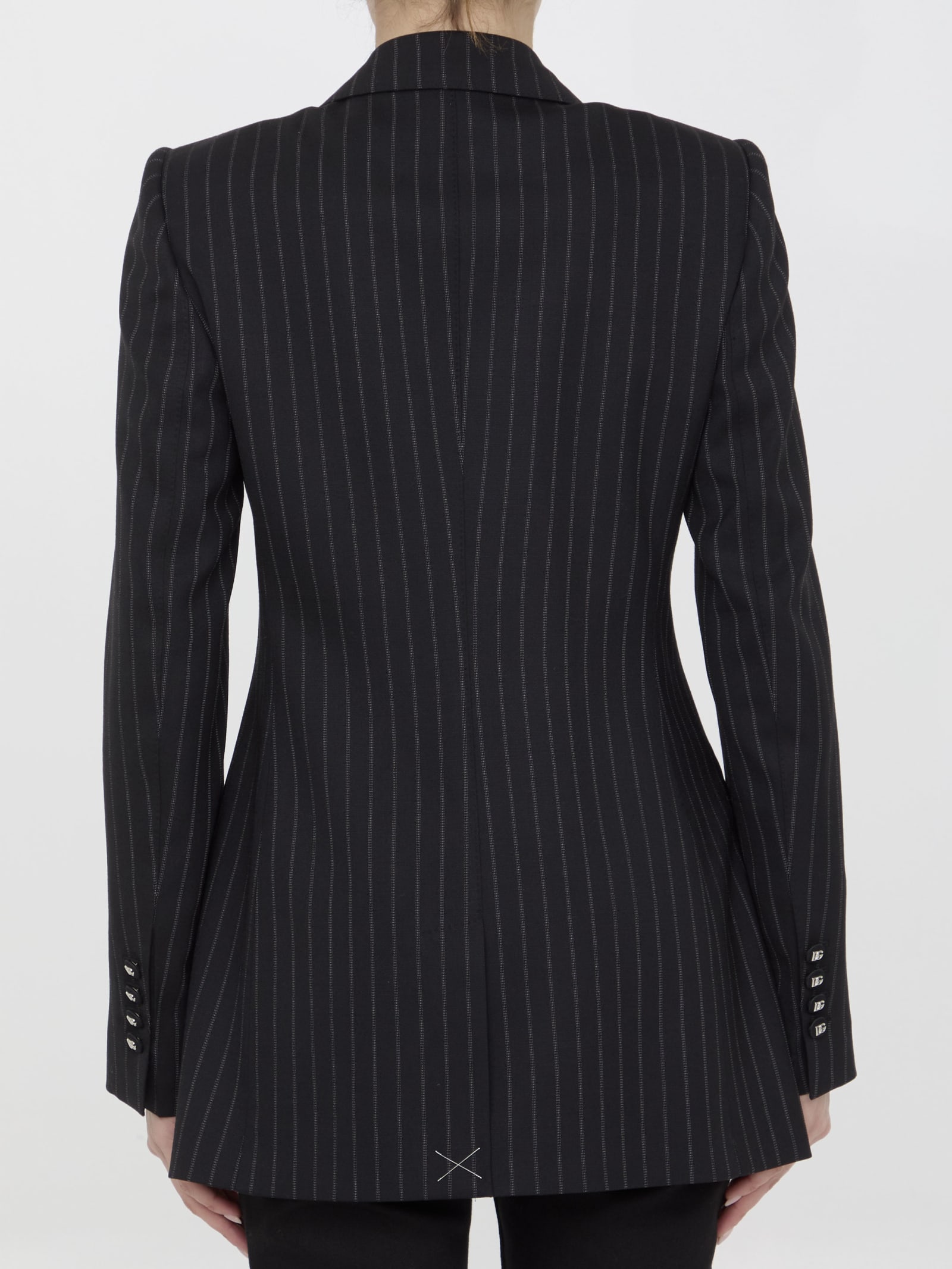 Shop Dolce & Gabbana Pinstripe Jacket In Black