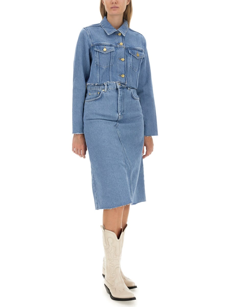 Shop Ganni Midi Skirt In Blue