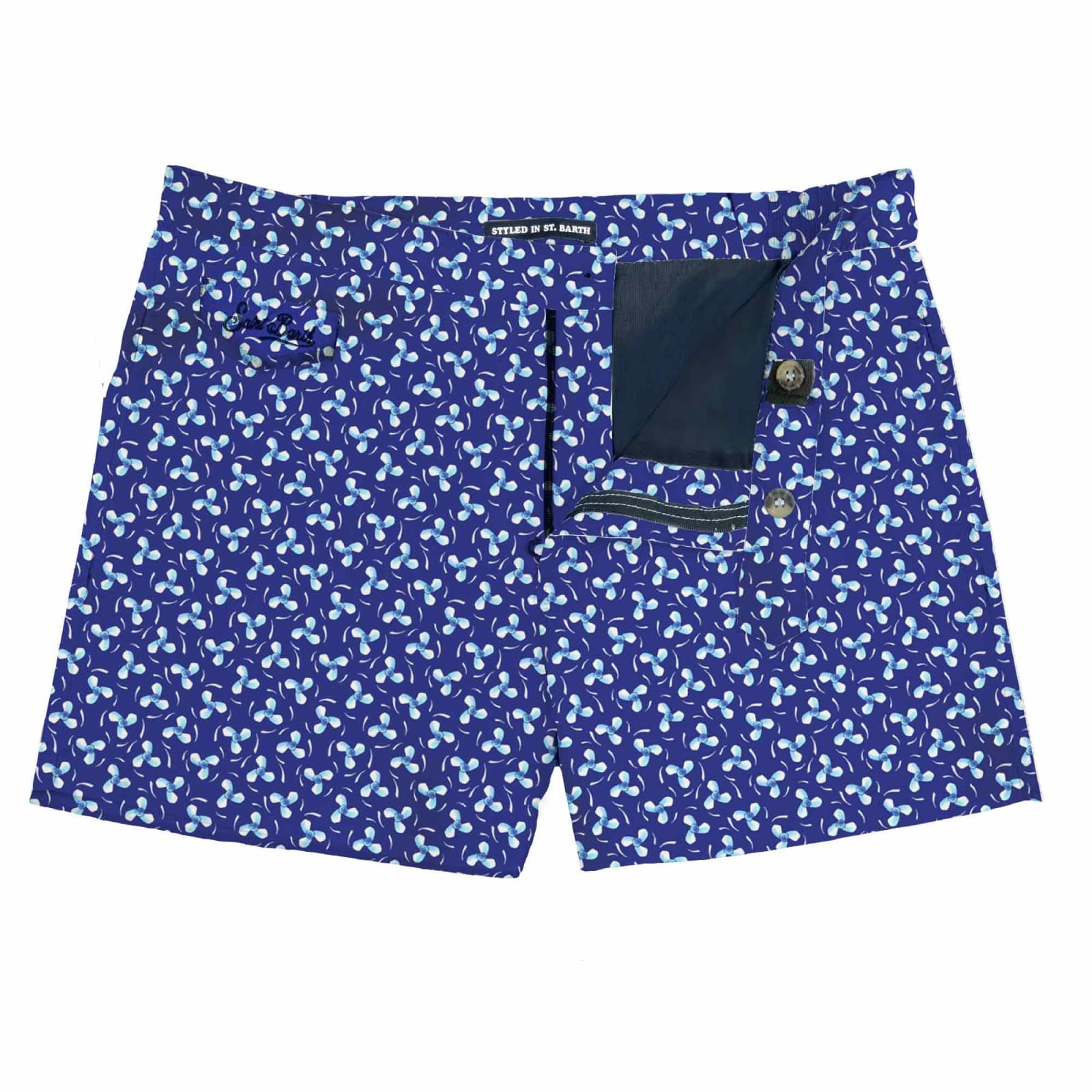 Mc2 Saint Barth Blue Flower Vintage Style Swim Shorts