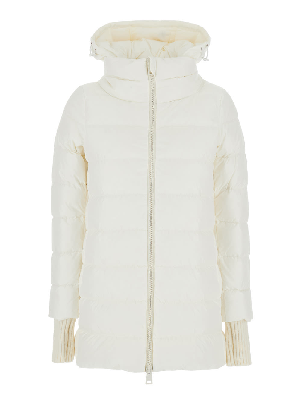 Herno White Down Jacket With Drawstring Hood In Tech Fabric Woman In White