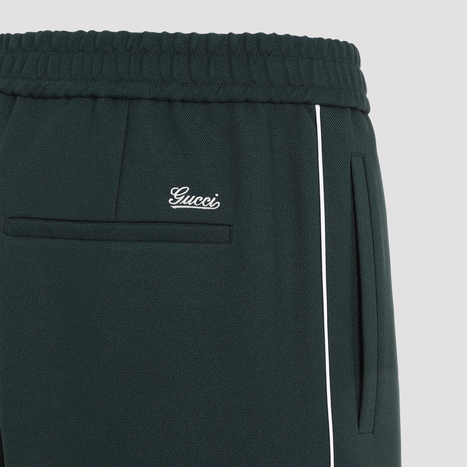 Shop Gucci Fo Drawstring Pants In Deep Bottle Green Mi