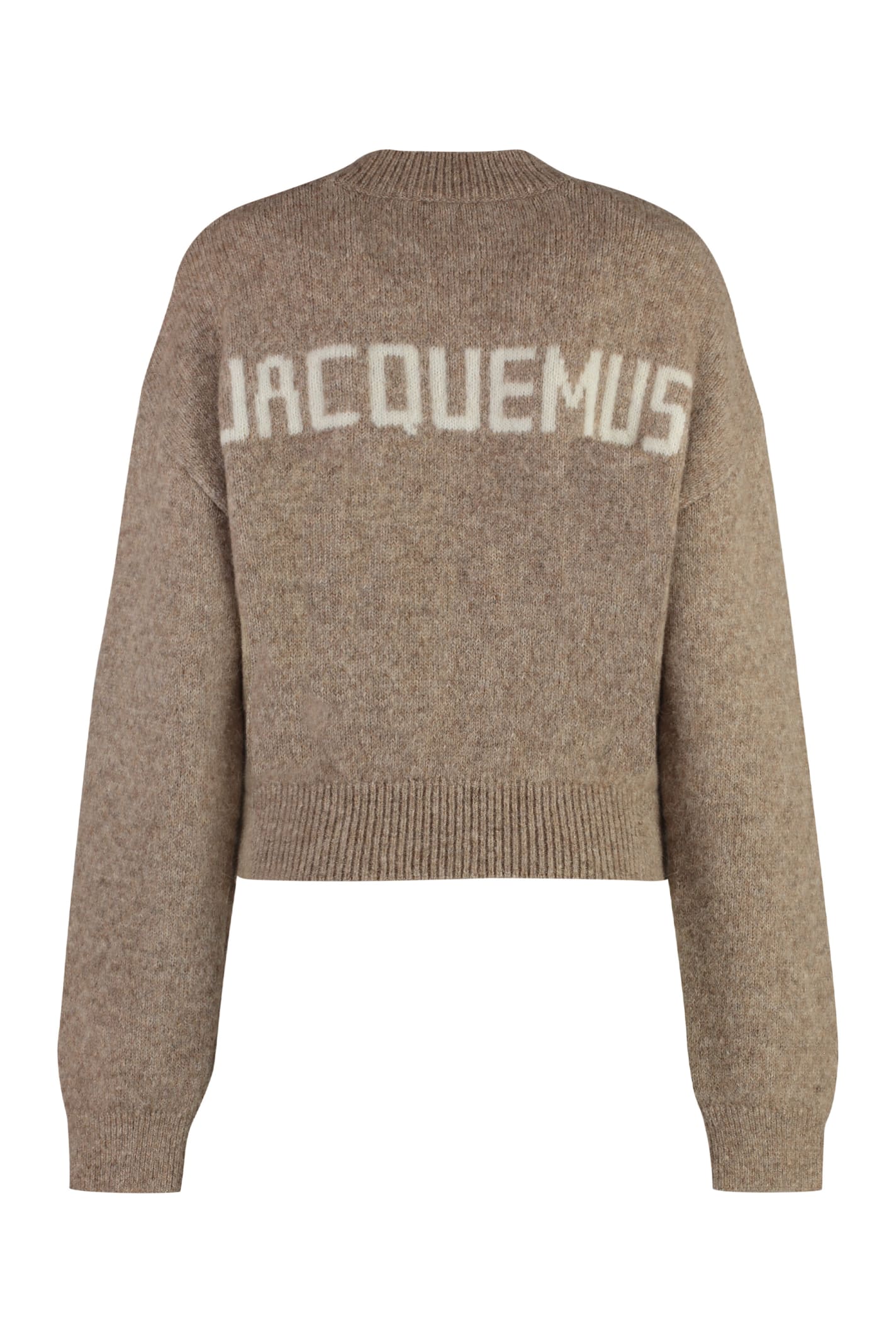 Shop Jacquemus Crew-neck Wool Sweater In Beige