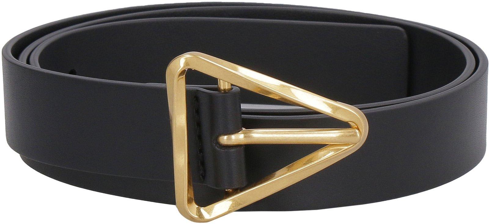 Bottega Veneta Twisted Triangle Napa Buckle Belt In Black